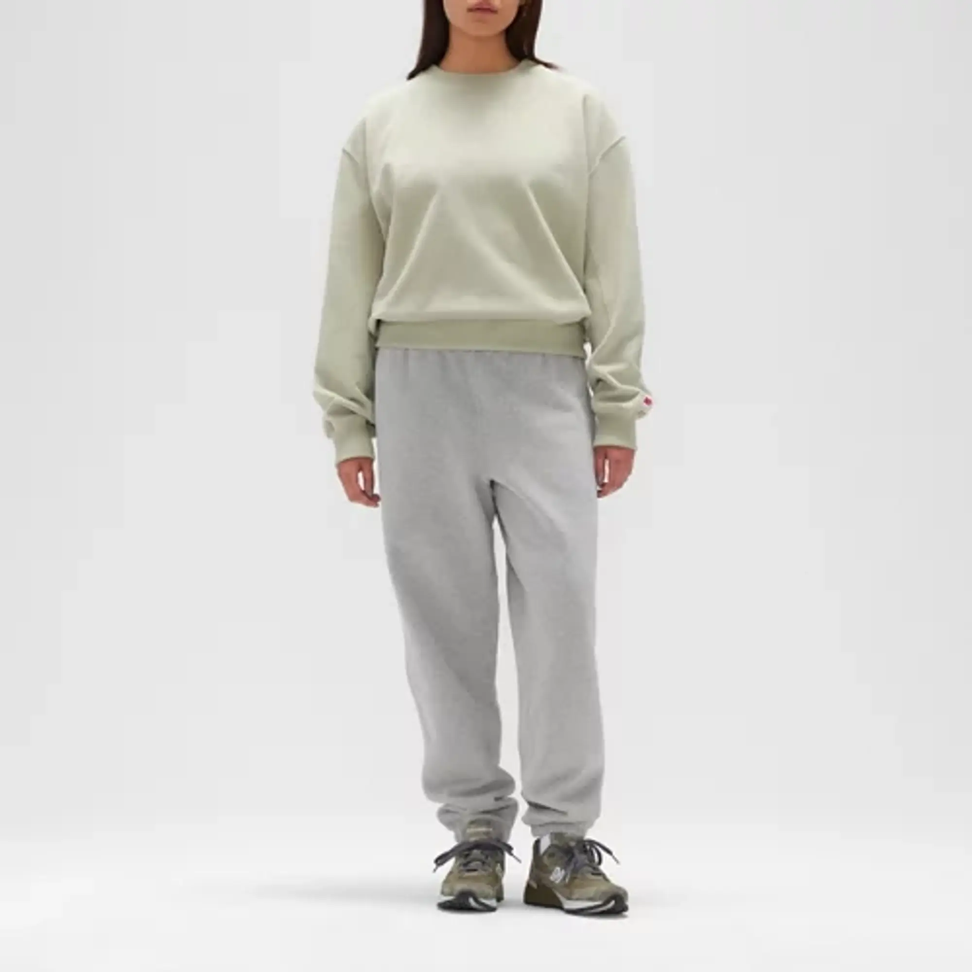 New Balance Women's Made in USA Women's Crewneck Sweatshirt in Green Poly Knit