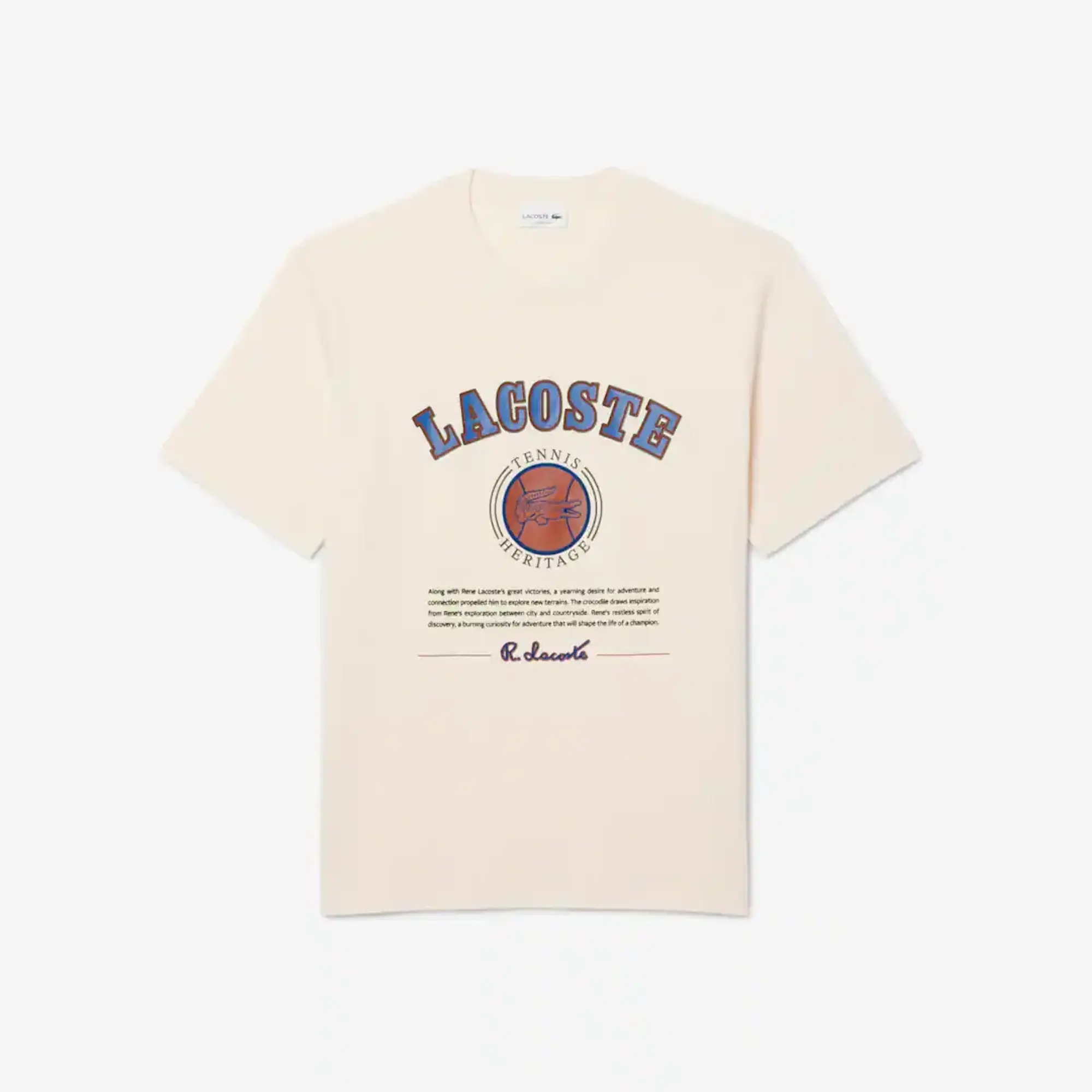 Lacoste Print Cotton T-shirt - Ecru White