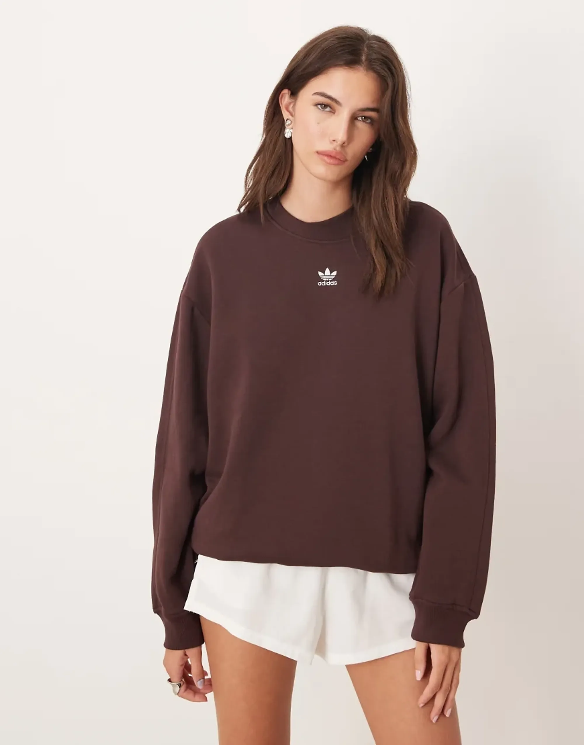 Adidas Originals Essentials Oversized Sweatshirt In Brown