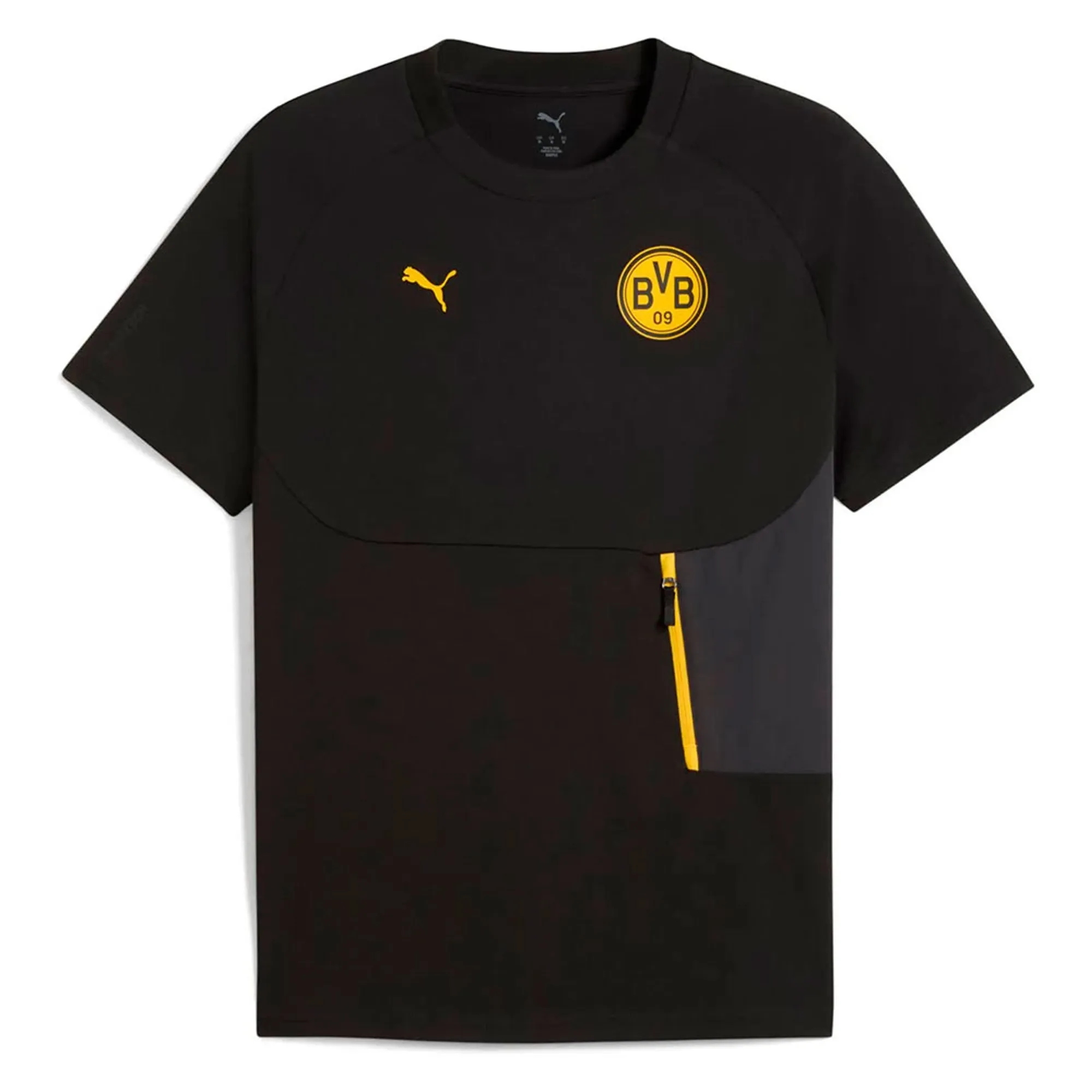 Borussia Dortmund PUMAtech Pocket T-Shirt Men, Black/Yellow Sizzle