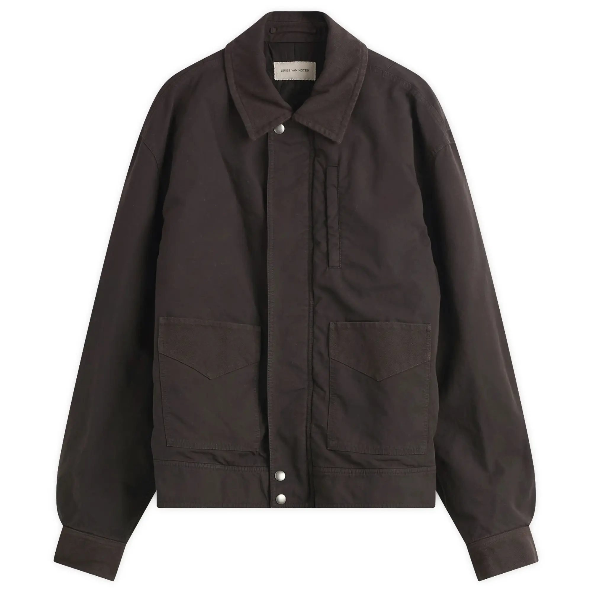 Dries Van Noten Men's Overdyed Double Weave Cotton Jacket Brown
