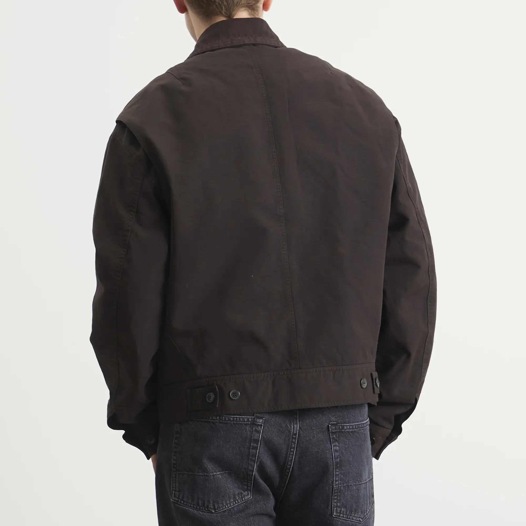 Dries Van Noten Men's Overdyed Double Weave Cotton Jacket Brown