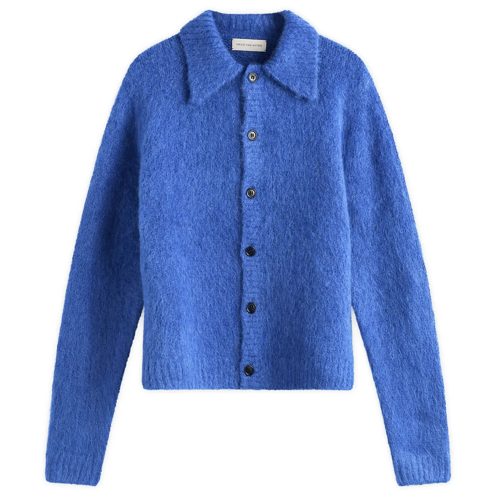 Dries Van Noten Men's Alpaca Wool Knitted Polo Blue