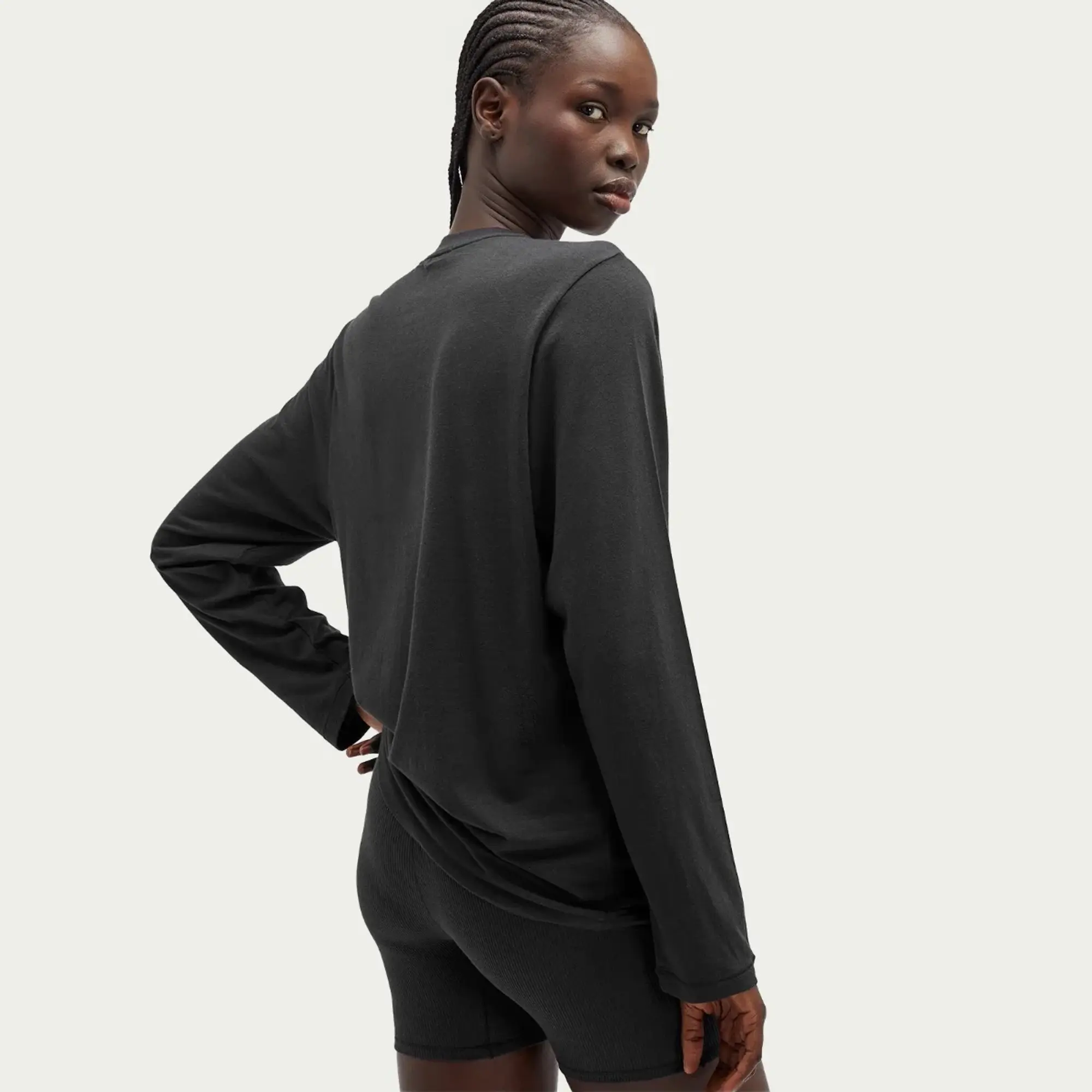 SKIMS Women's Boyfriend Long Sleeve T-Shirt Onyx
