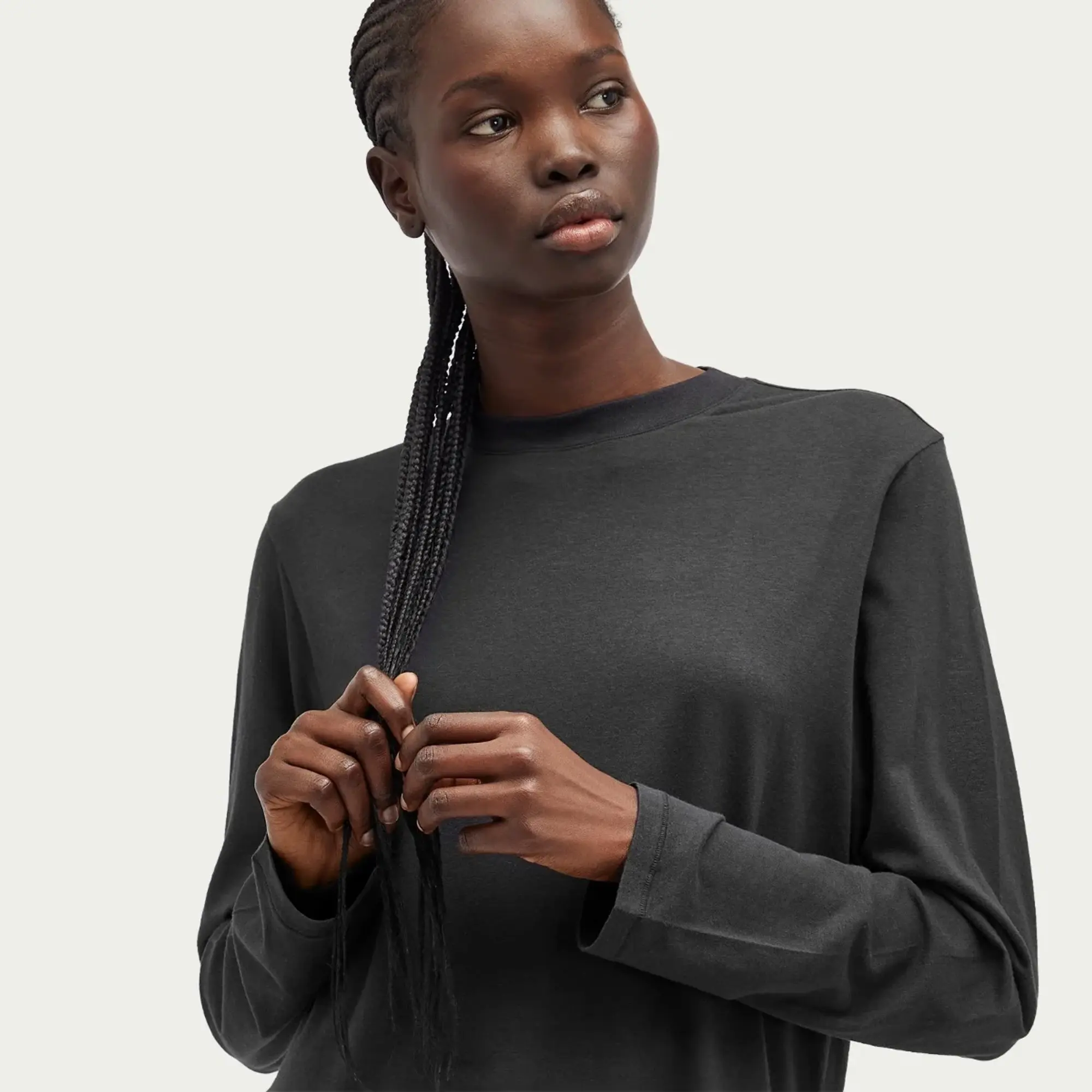 SKIMS Women's Boyfriend Long Sleeve T-Shirt Onyx