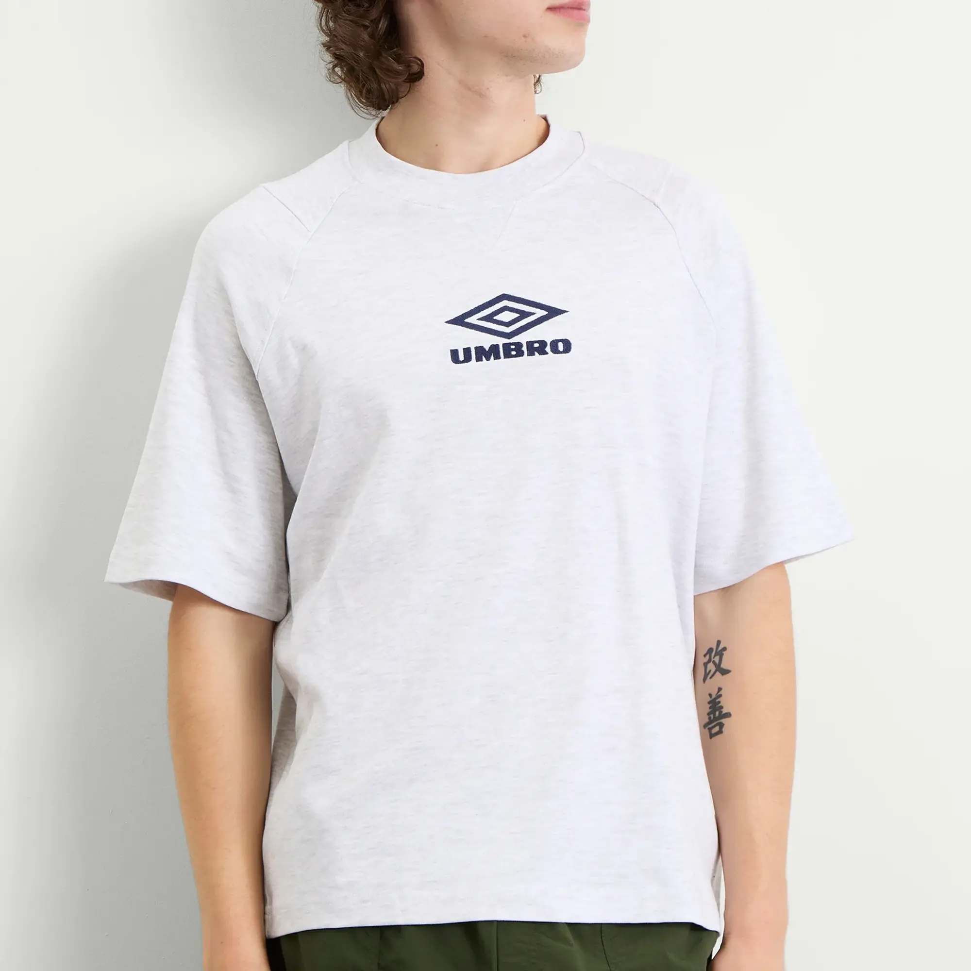Umbro Men's Iconic Boxy Tee Ice Marl/Dark Navy