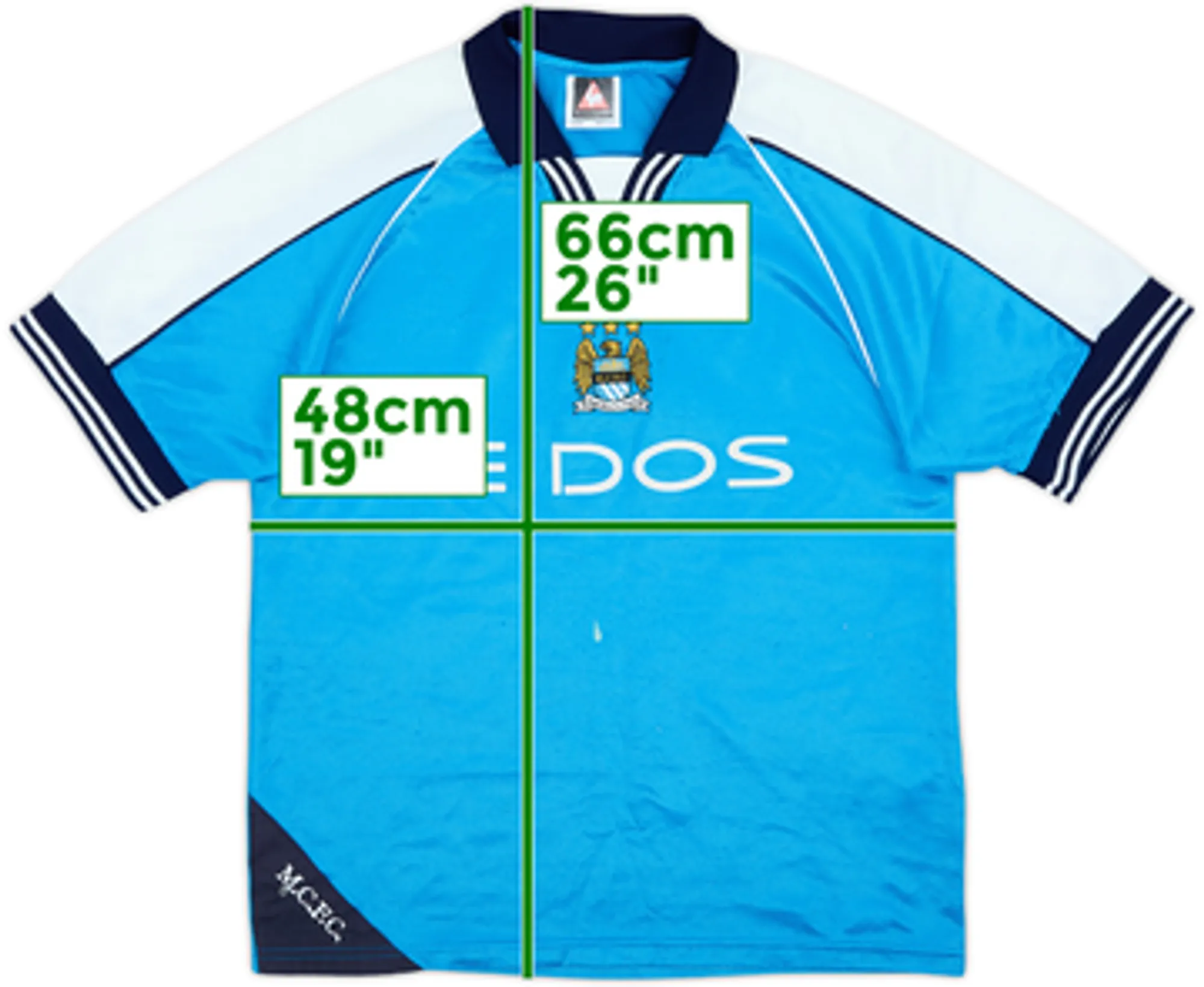 LeCoqSportif Manchester City Boys SS Home Shirt 1999/01