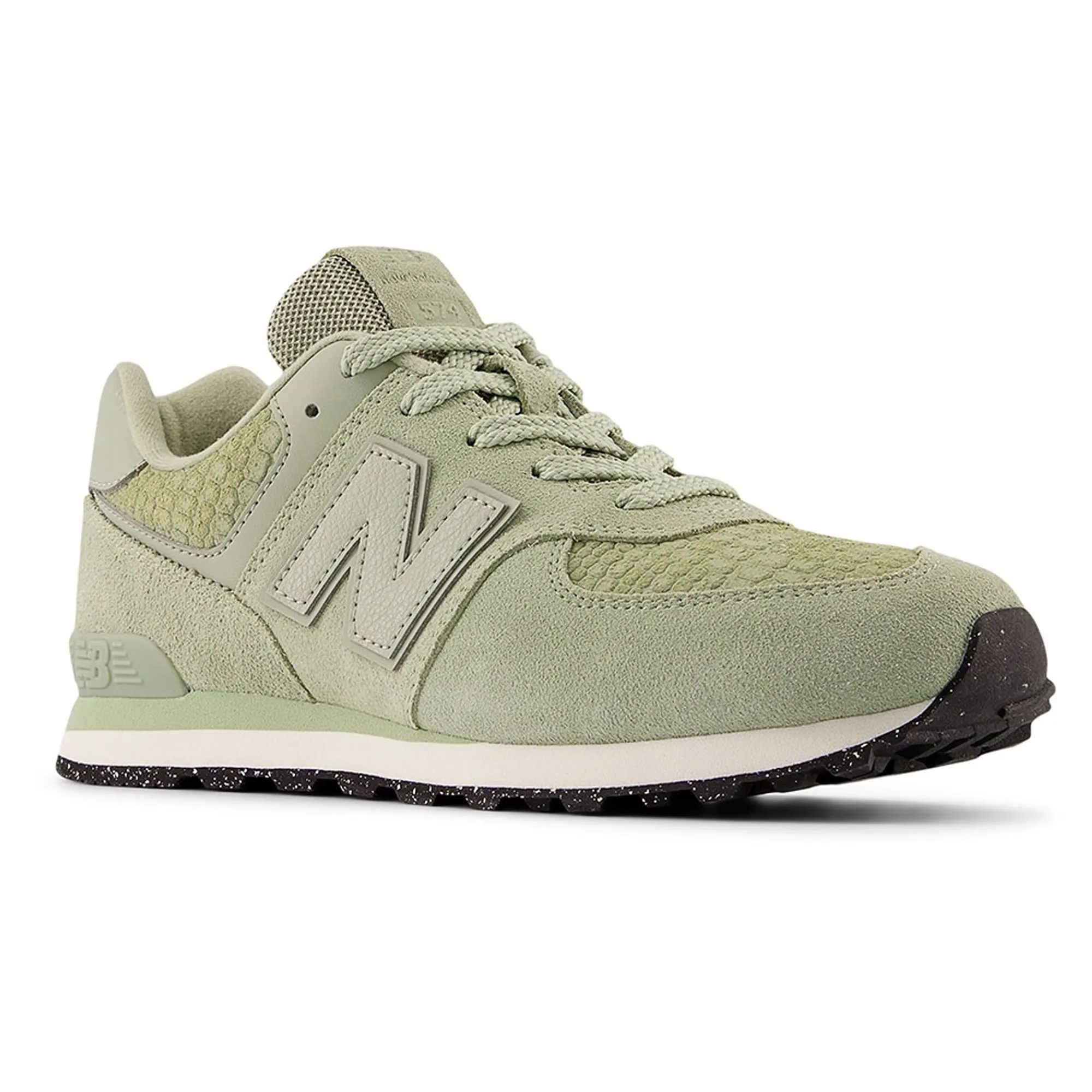 New Balance Kids' 574 LACE in Green Leather