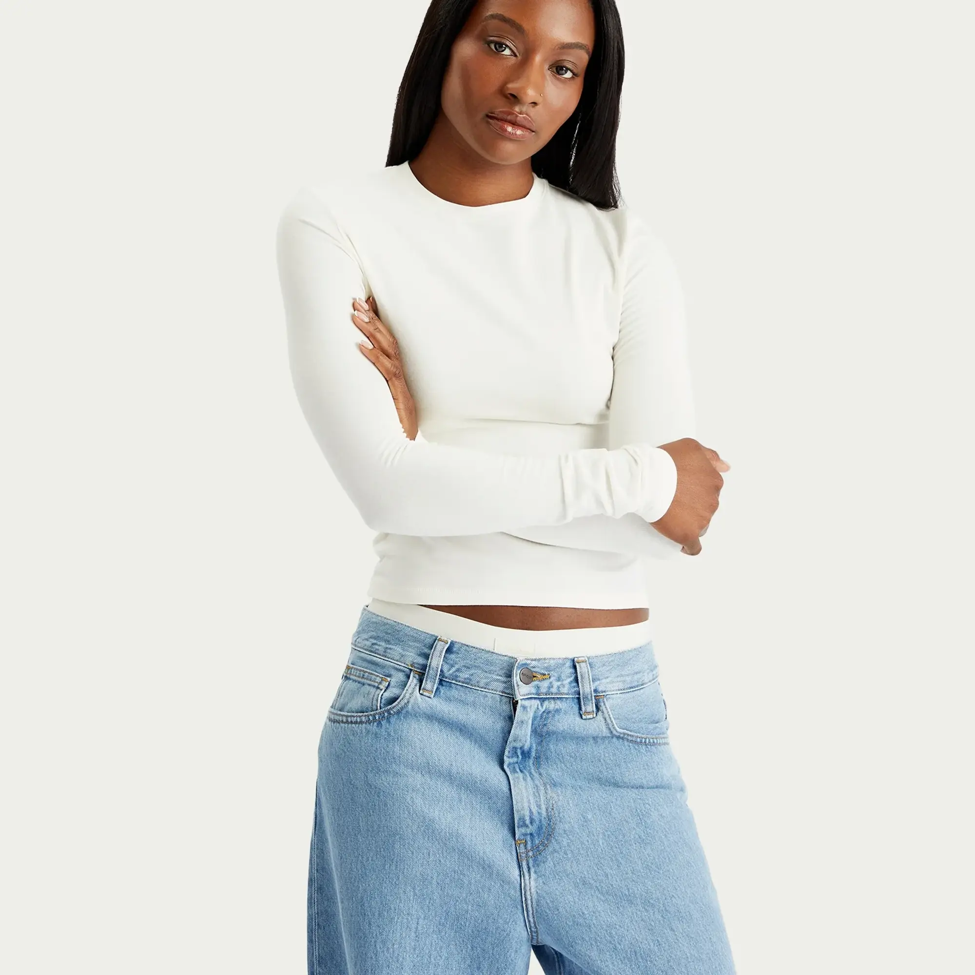 SKIMS Women's Cotton Jersey Long Sleeve T-Shirt Marble