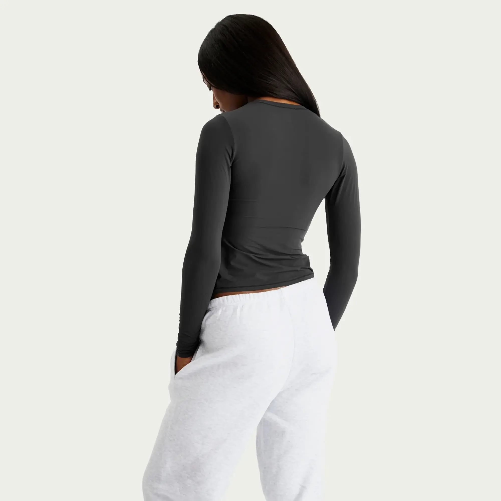 SKIMS Women's Fits Everybody Long Sleeve T-Shirt Onyx
