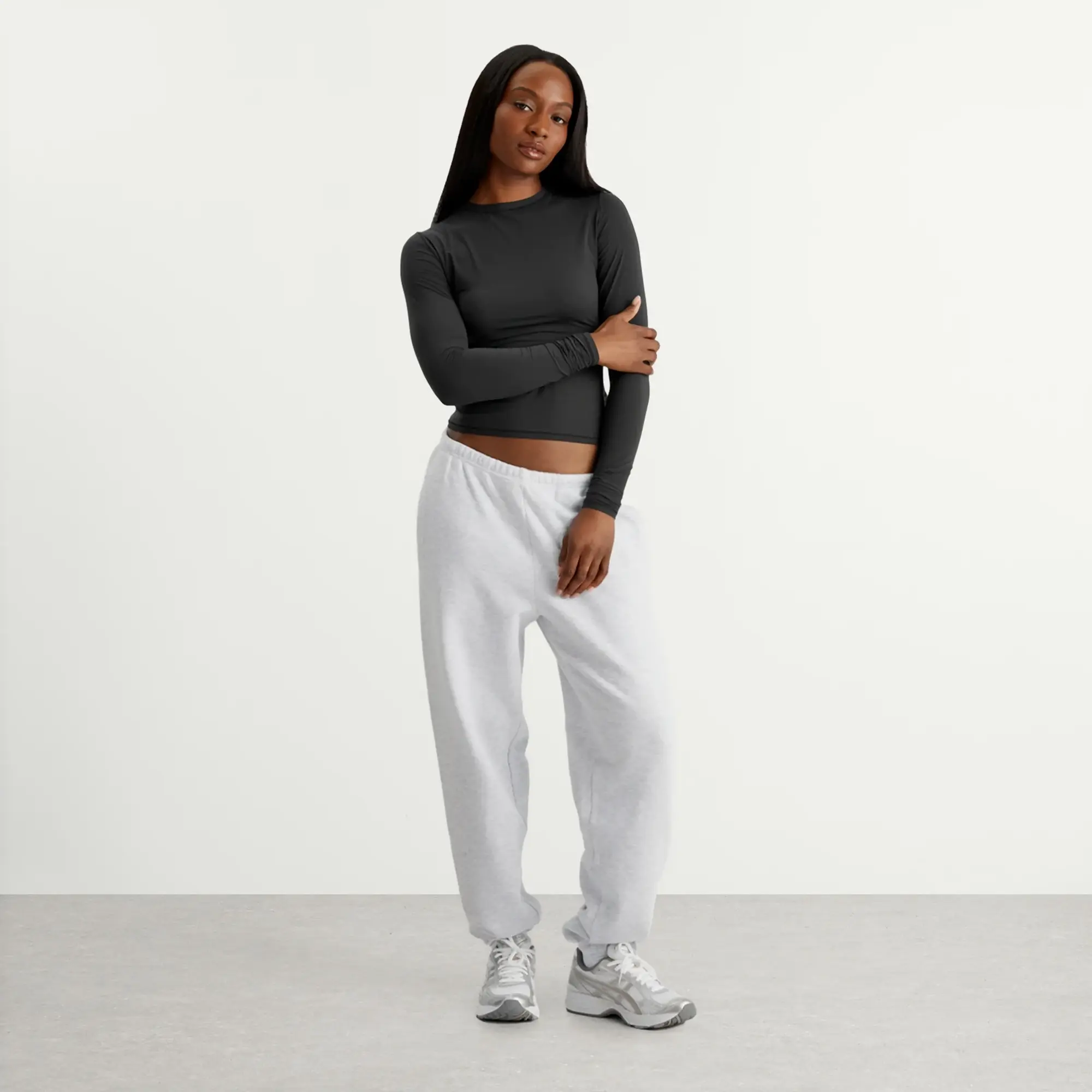SKIMS Women's Fits Everybody Long Sleeve T-Shirt Onyx