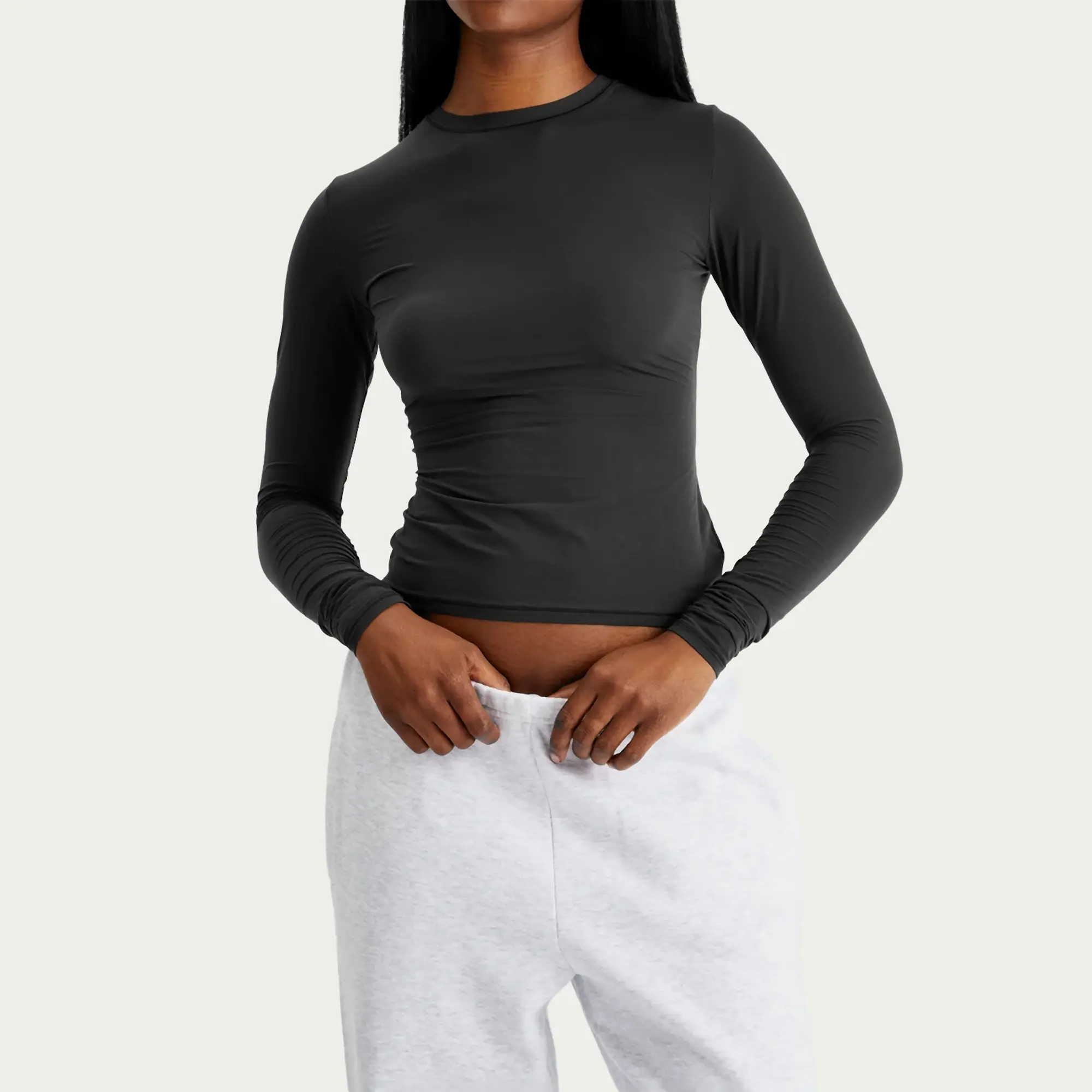 SKIMS Women's Fits Everybody Long Sleeve T-Shirt Onyx