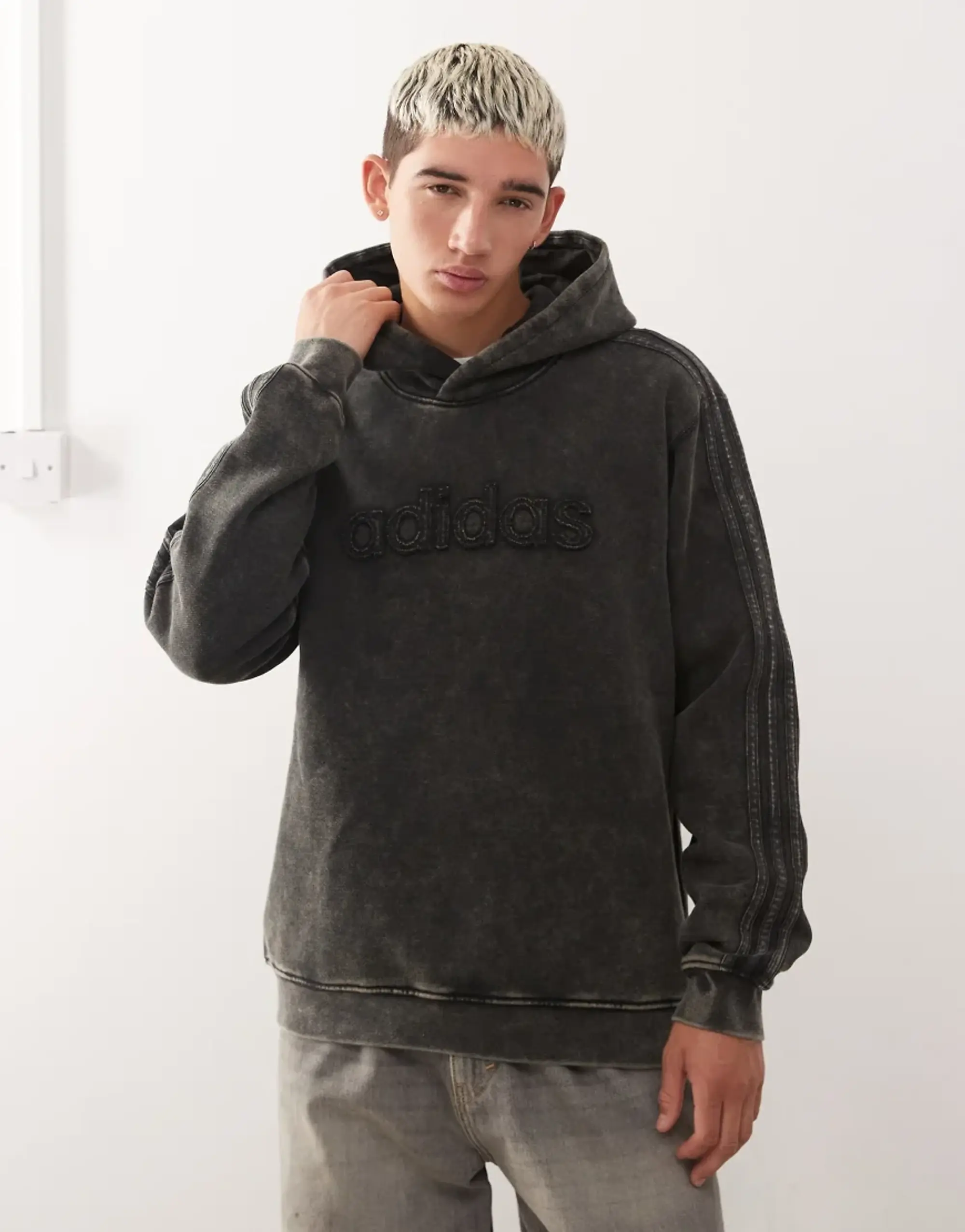 Adidas Originals Washed Hoodie In Black