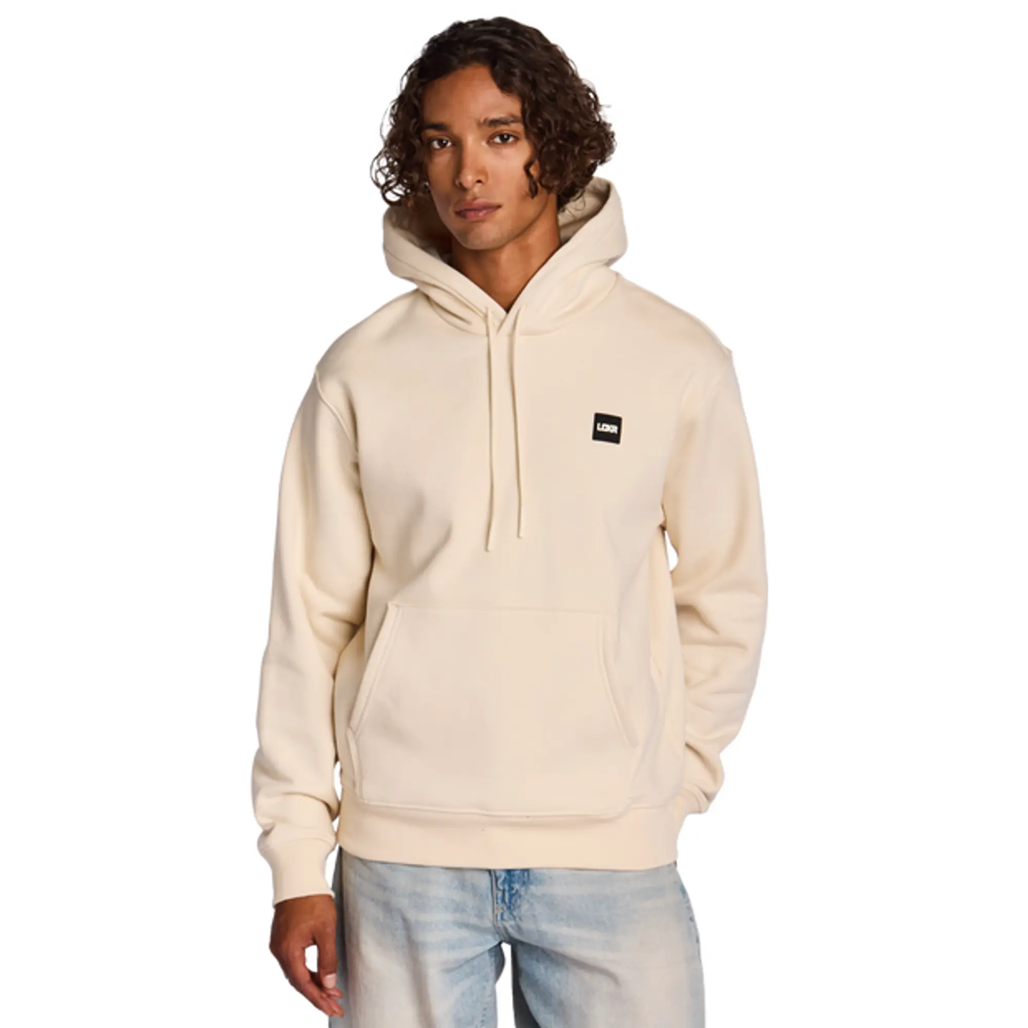LCKR Embroidered Hooded Men Hoodies - Beige