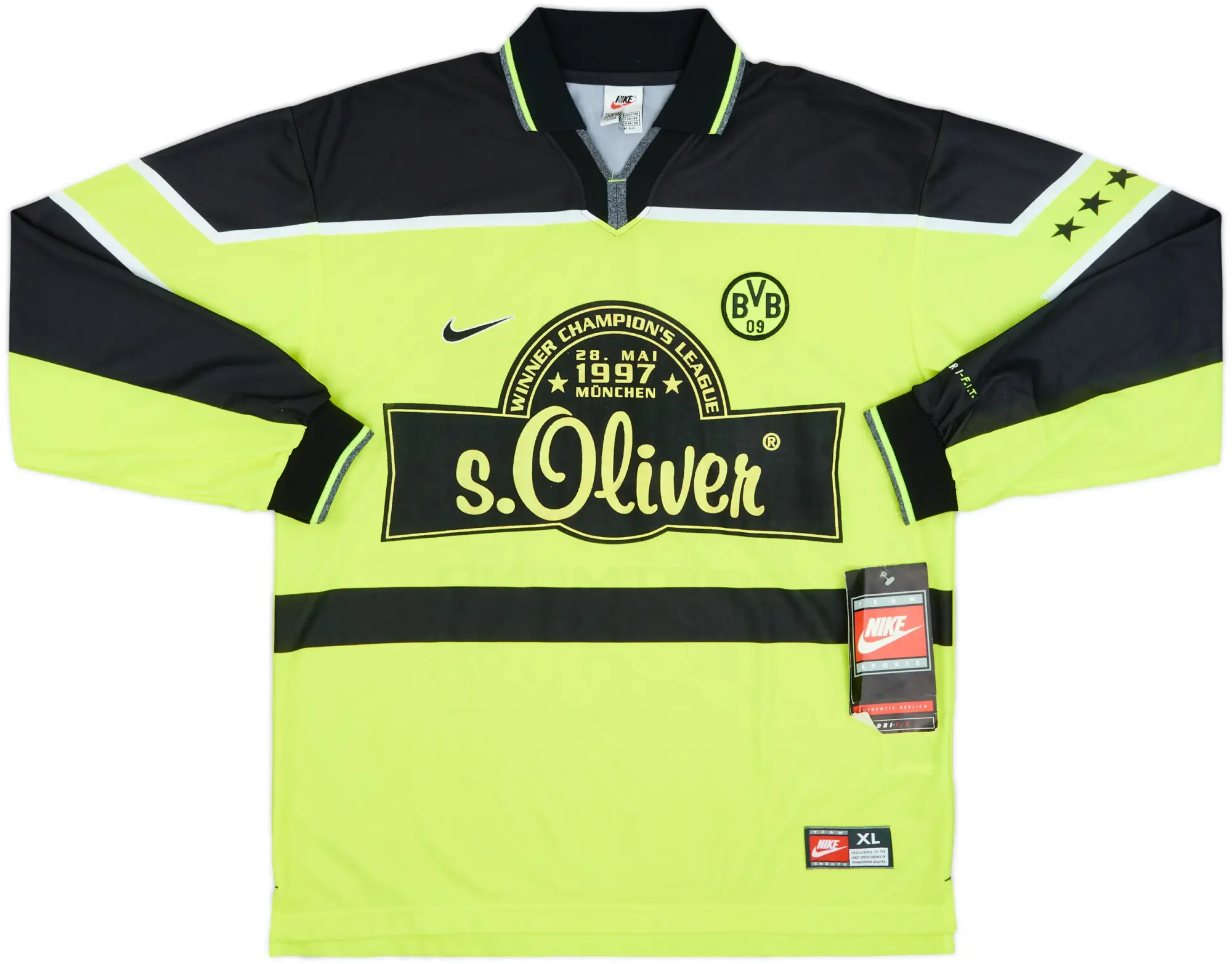 Nike Borussia Dortmund Mens LS Home Champions League Shirt 1997/98