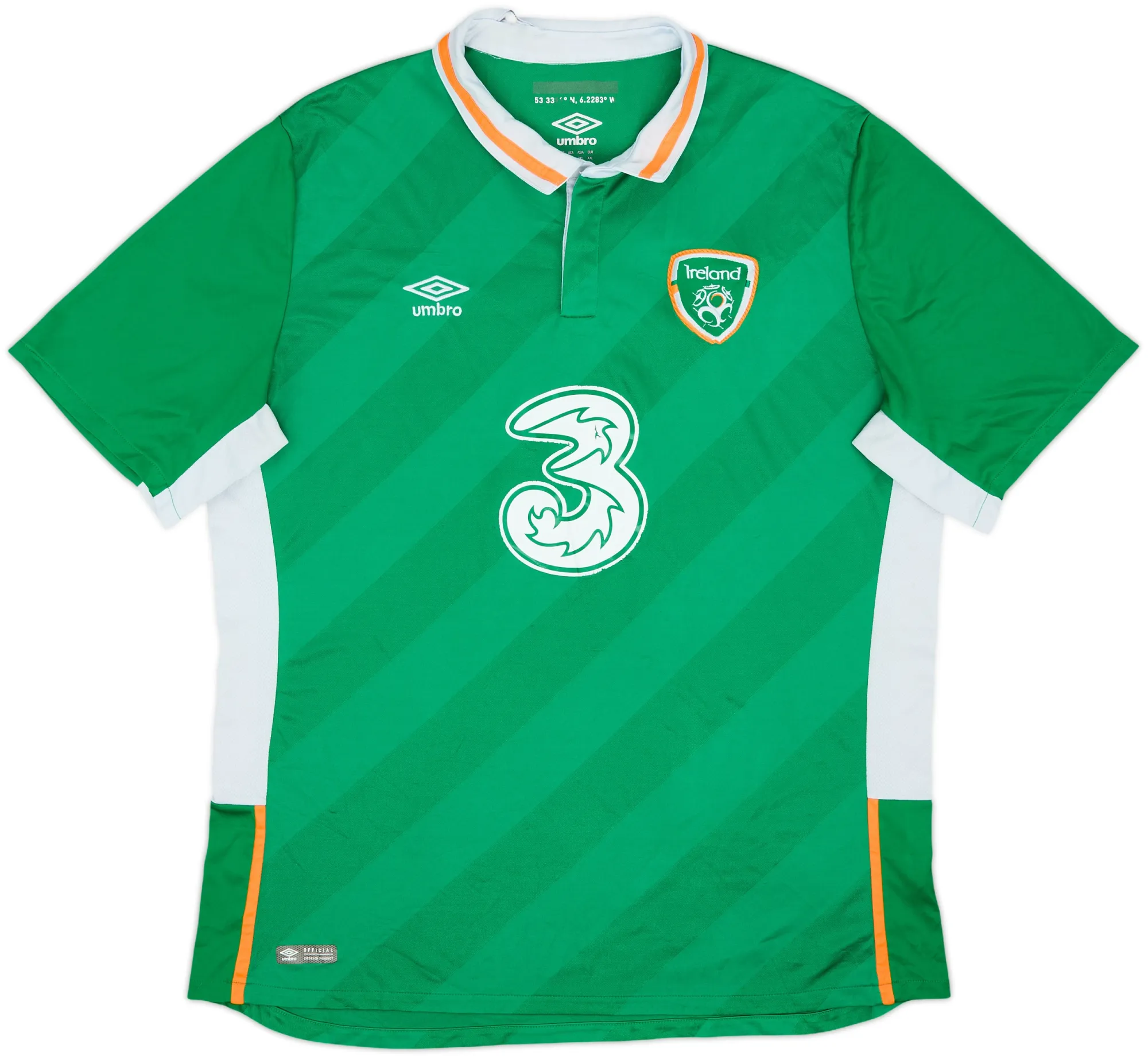 Umbro Republic of Ireland Mens SS Home Shirt 2016