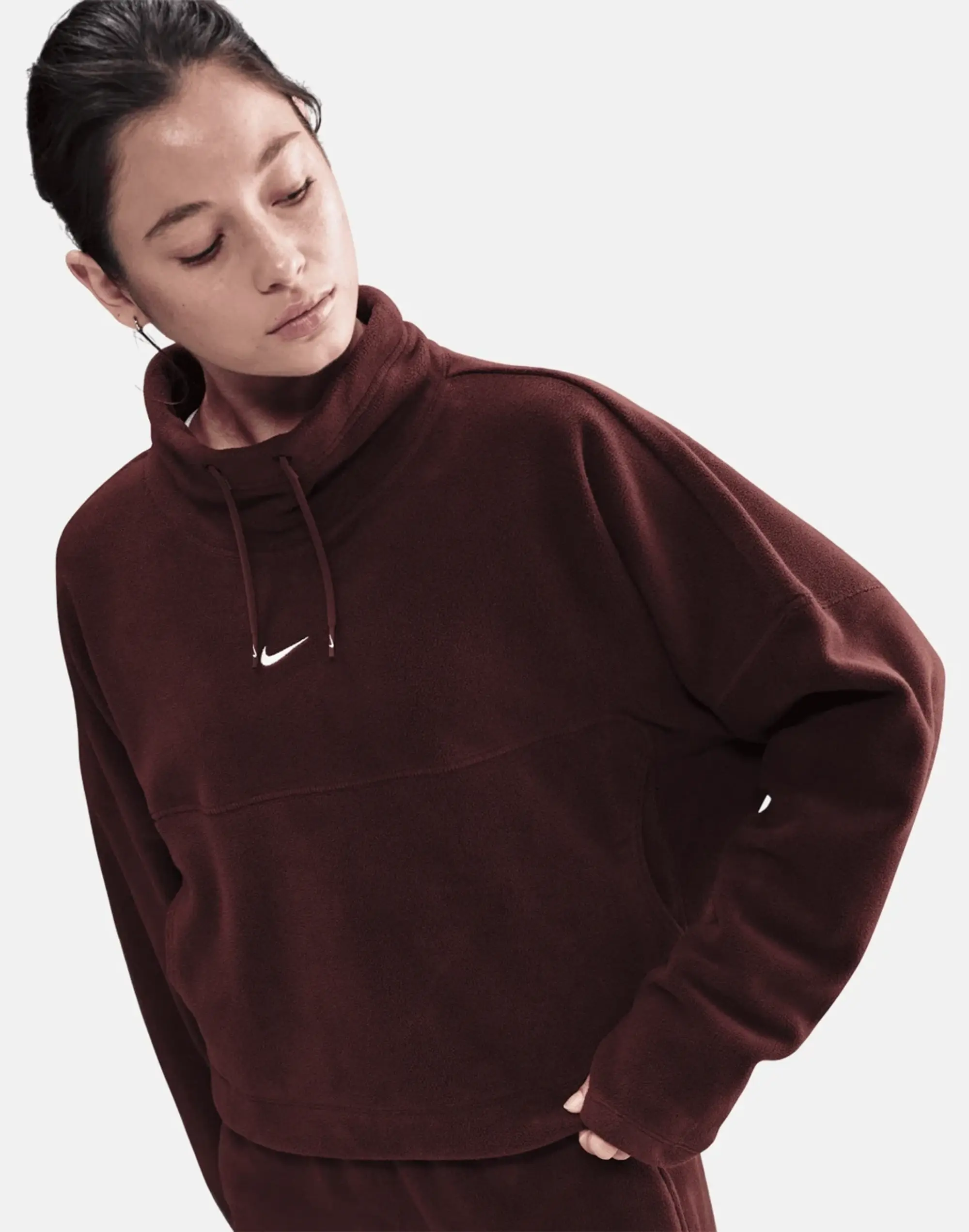 Women's Nike One Polar Funnel Top in Purple/White 