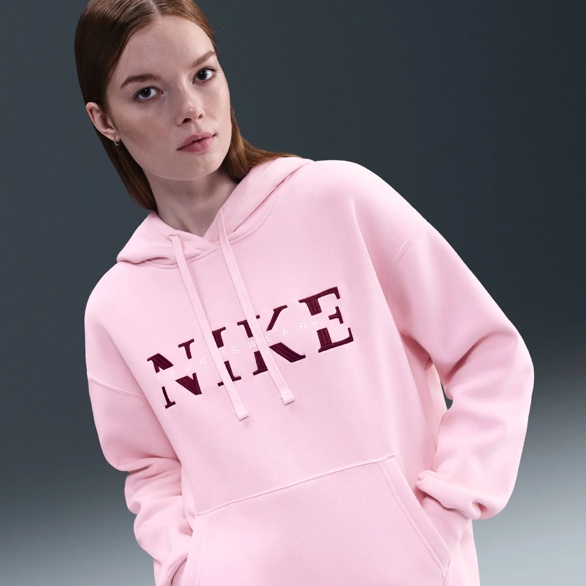 Nike Sportswear Phoenix Fleece Women's Oversized Pullover Hoodie - Pink - Fleece