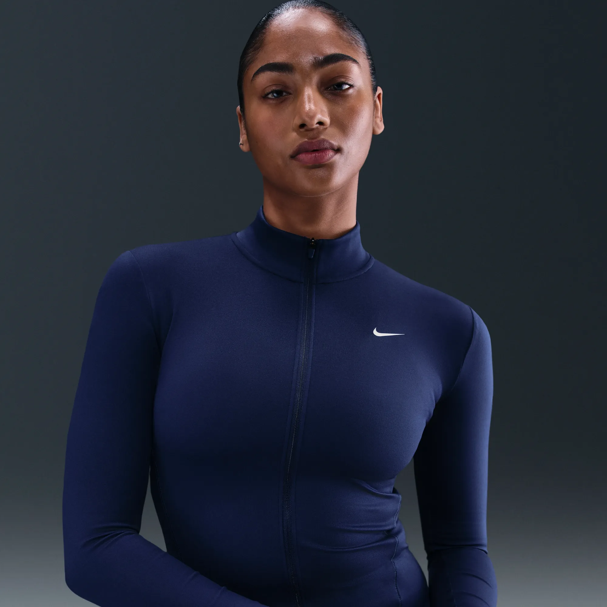 Nike One Fitted Women's Dri-FIT Full-Zip Jacket - Blue - Polyester