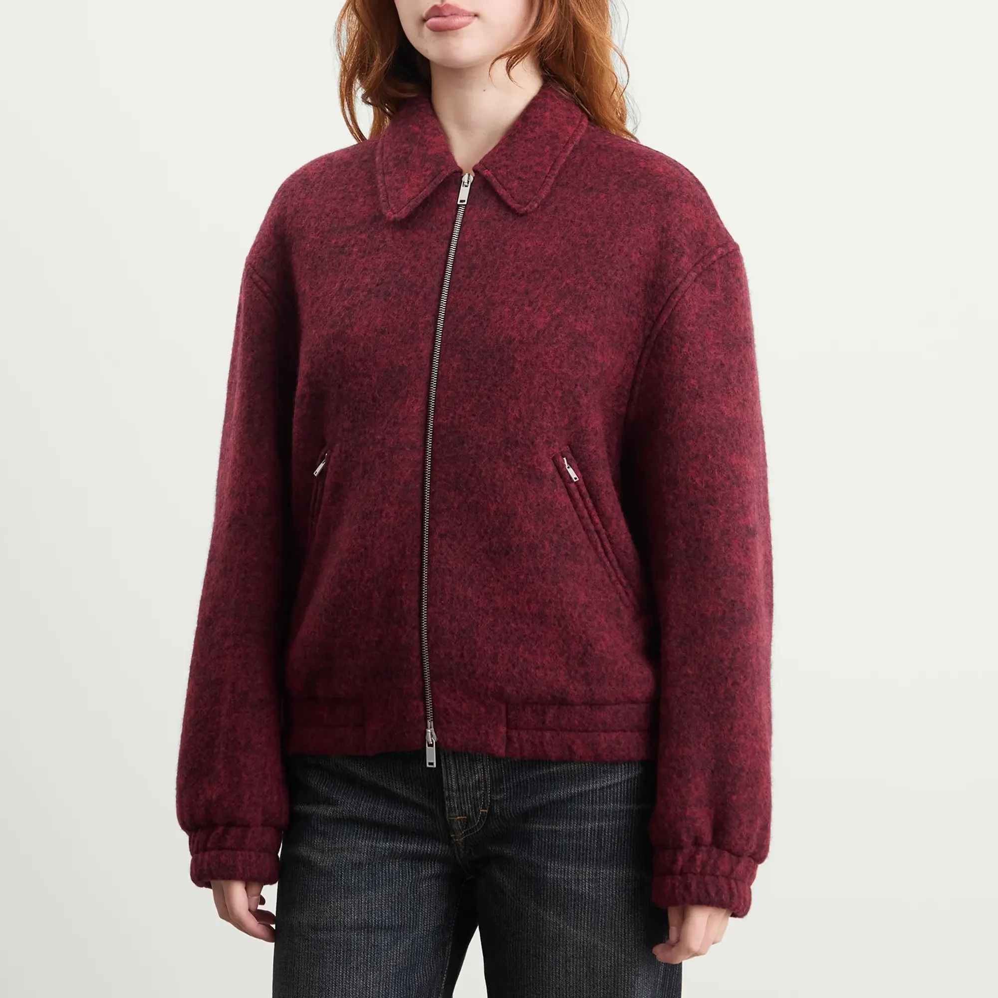 Jil Sander Women's Zip Up Bomber Jacket Red