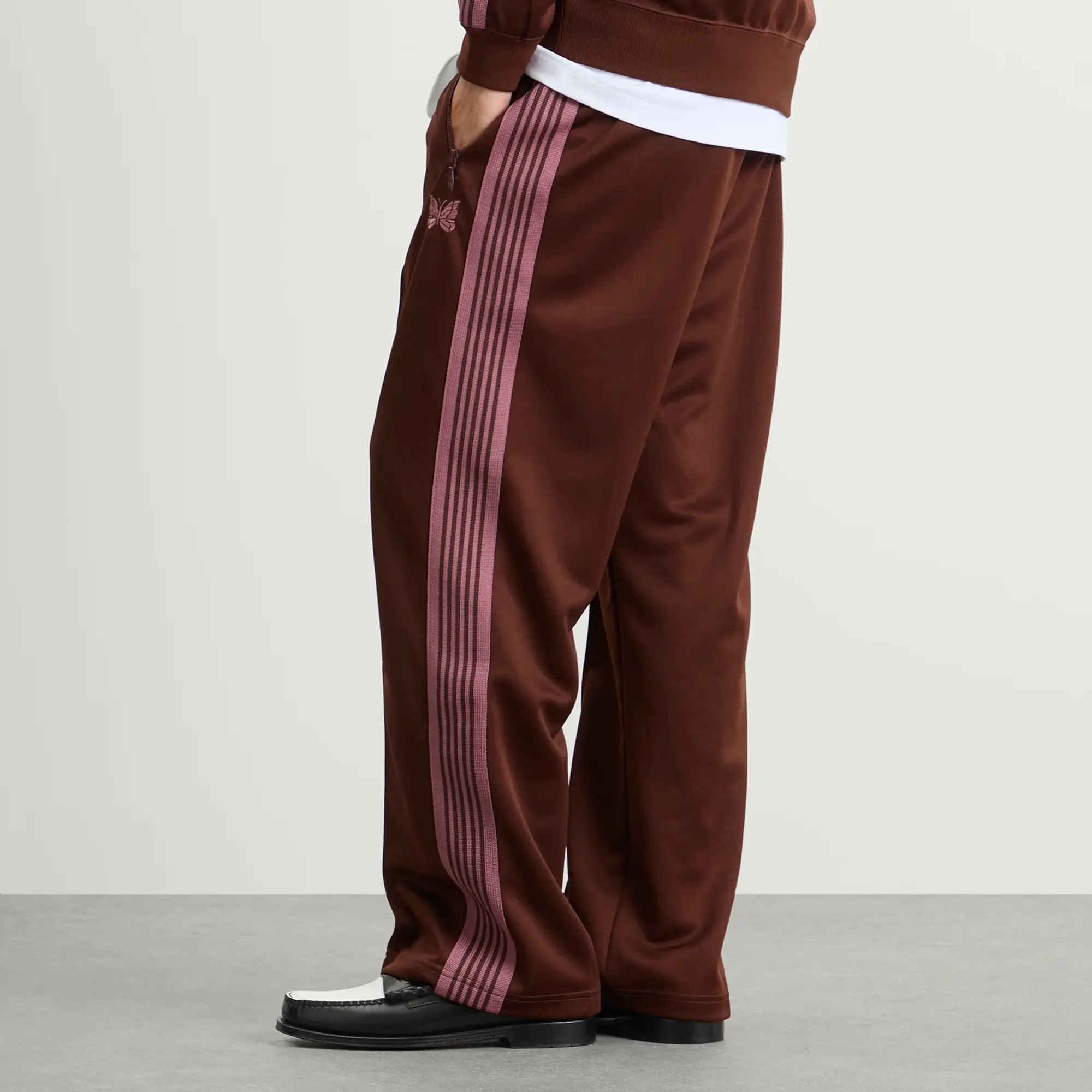 Needles Men's Poly Smooth Track Pants Brown