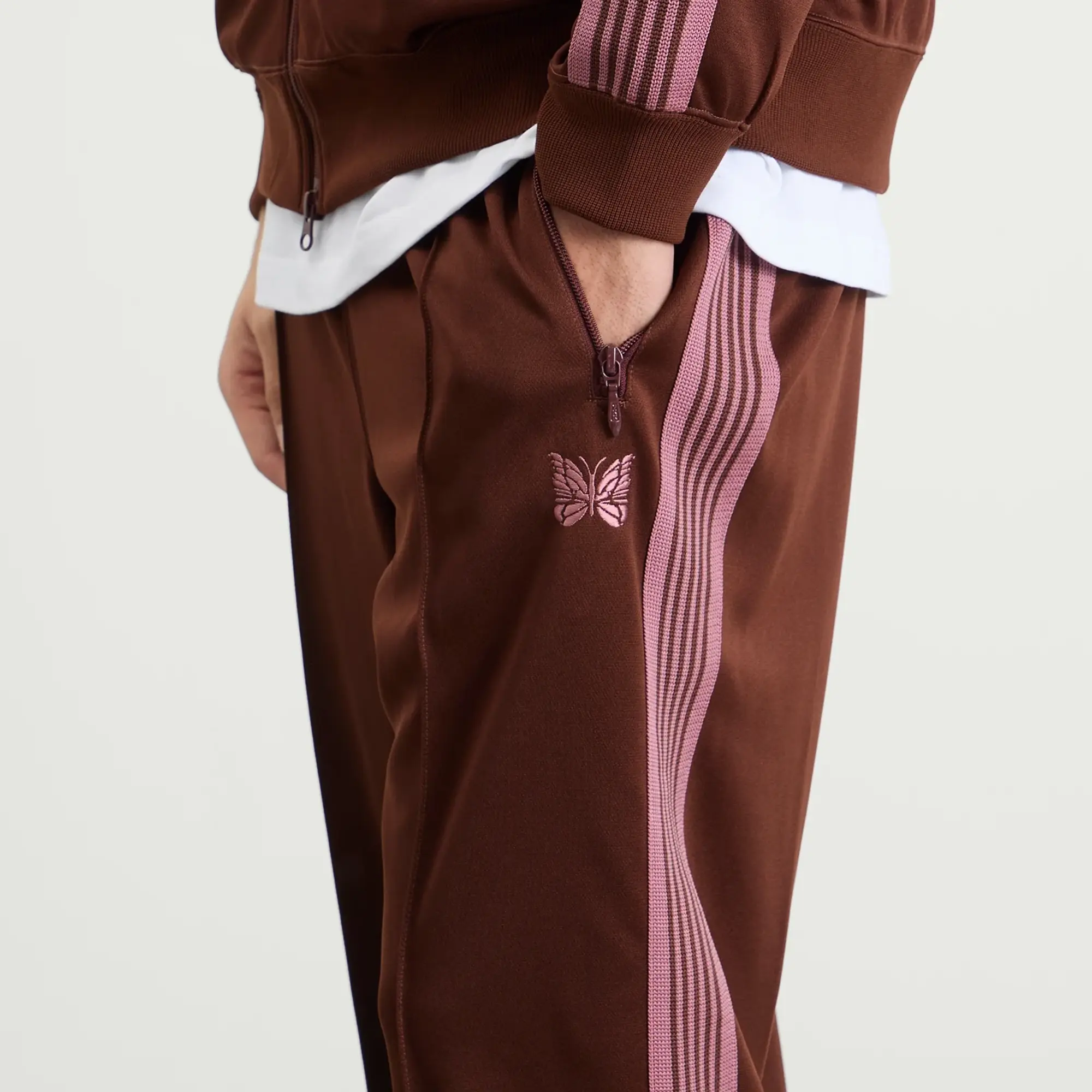 Needles Men's Poly Smooth Track Pants Brown