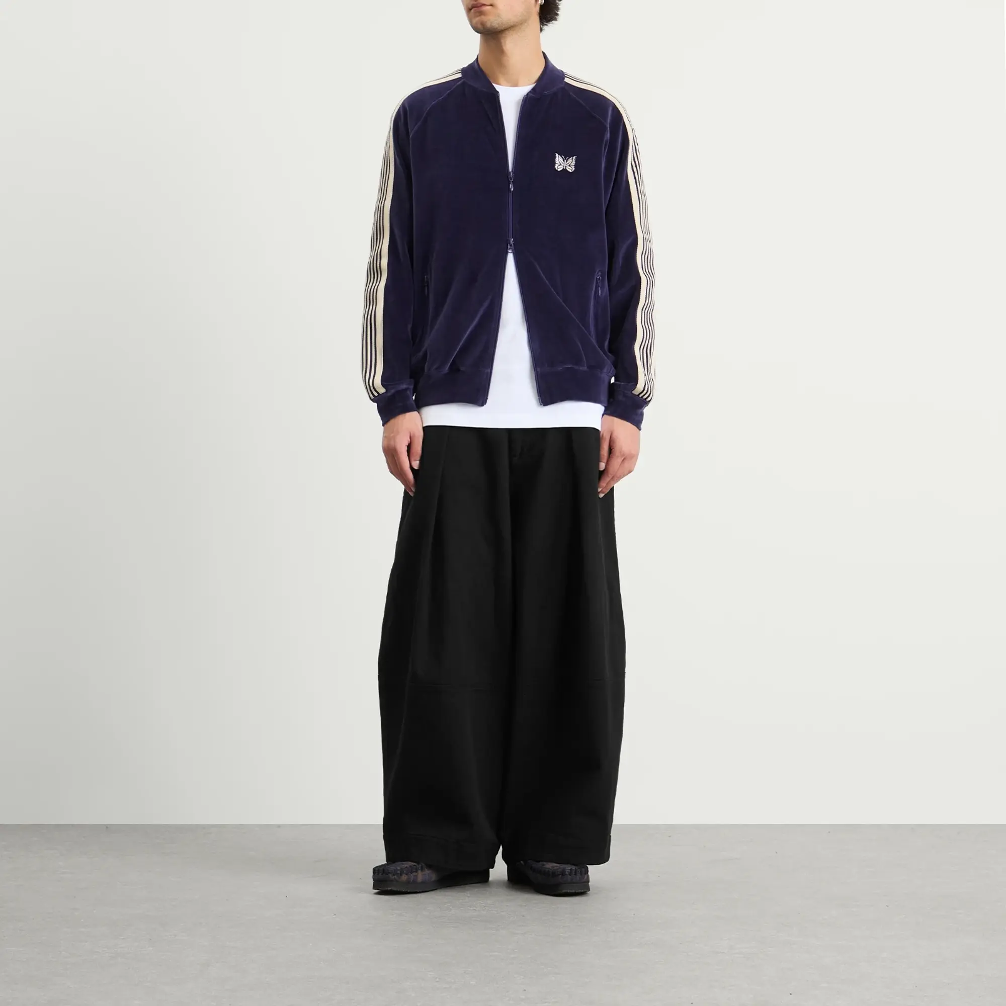 Needles Men's Velour Rib Collar Track jacket Navy