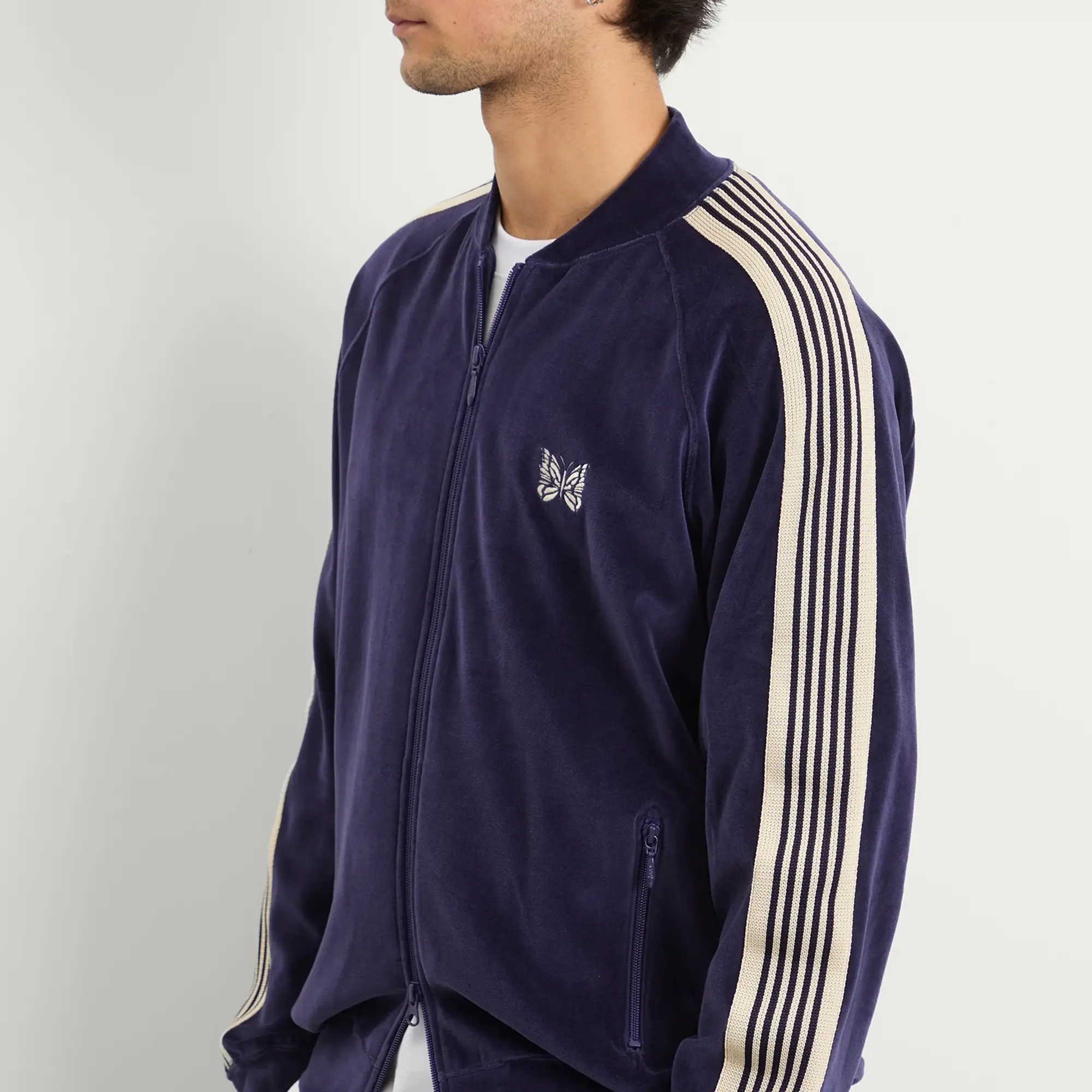 Needles Men's Velour Rib Collar Track jacket Navy