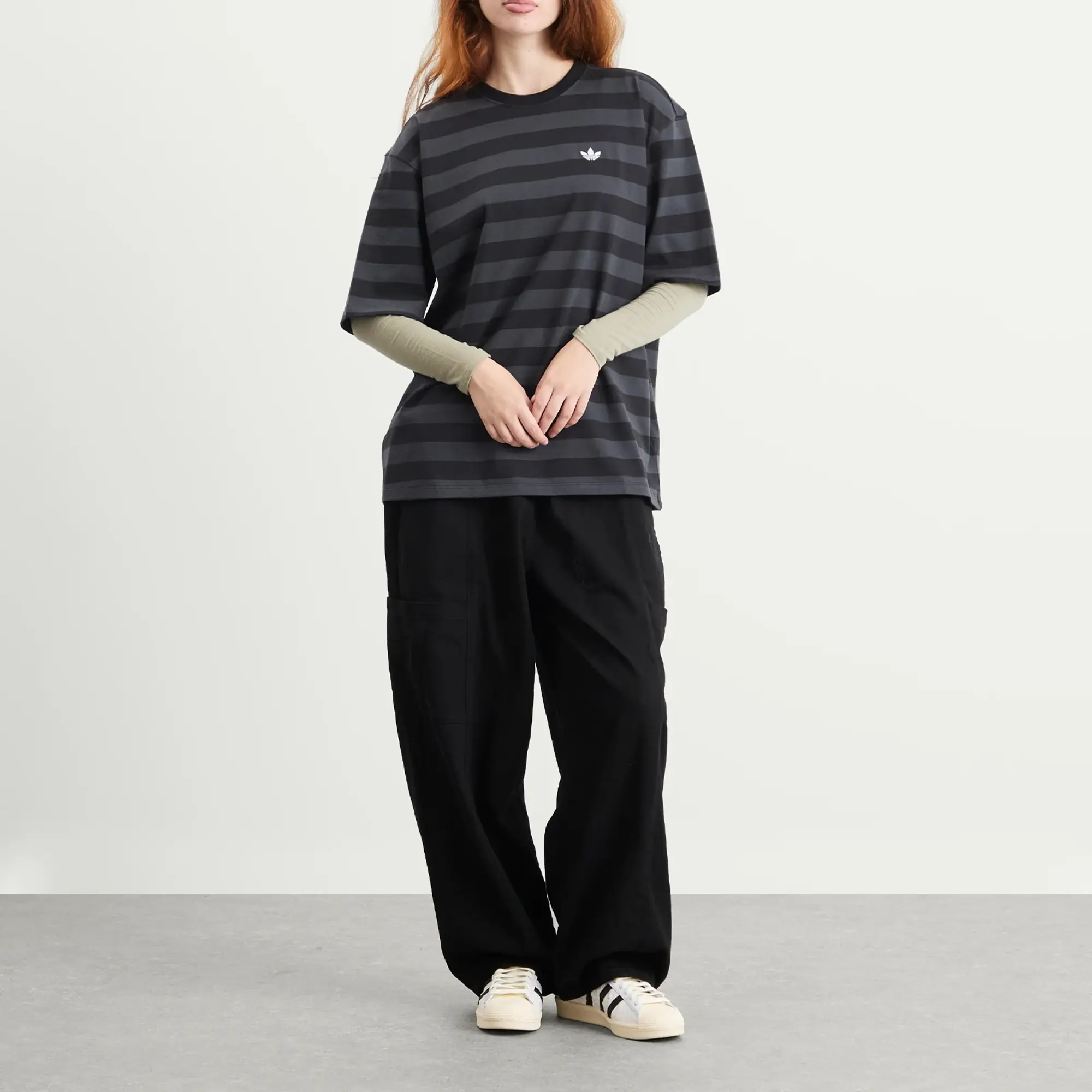 Adidas Women's Striped Ss T-Shirt Black/Carbon
