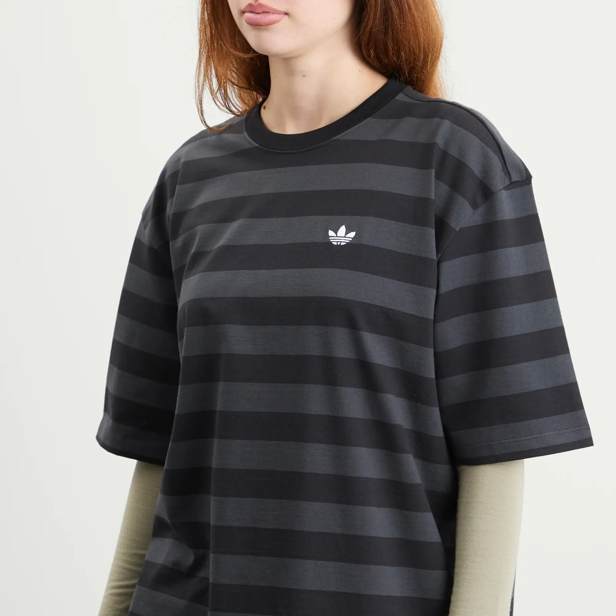 Adidas Women's Striped Ss T-Shirt Black/Carbon