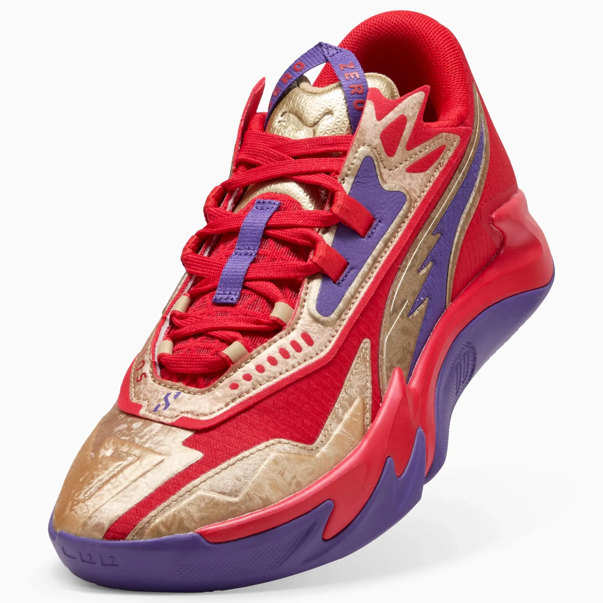 PUMA Scoot Zeros II Gold D.D. Basketball Shoes Unisex, For All Time Red/Gold, size 10