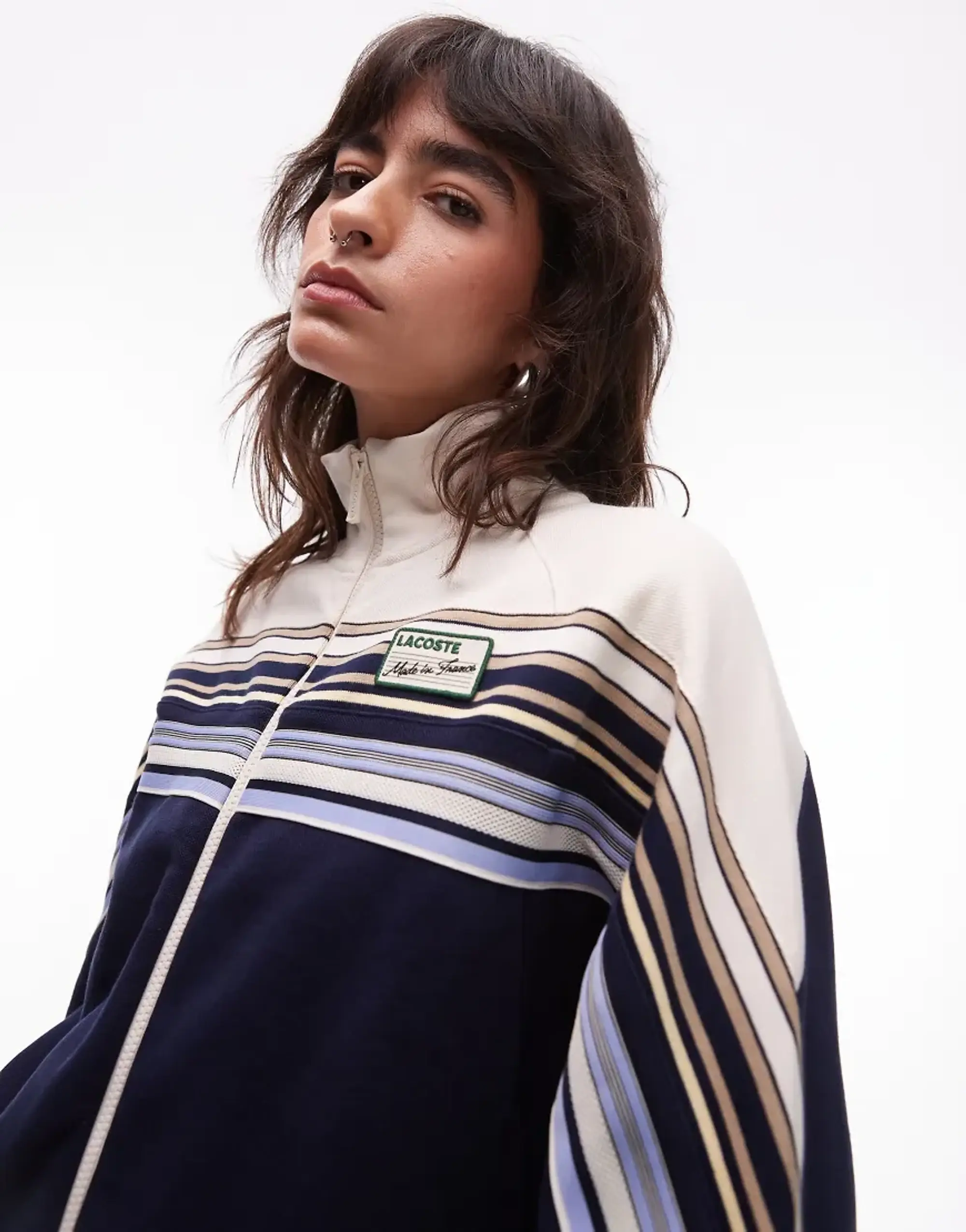 Lacoste French Made Zipped Sweatshirt - Navy Blue / White