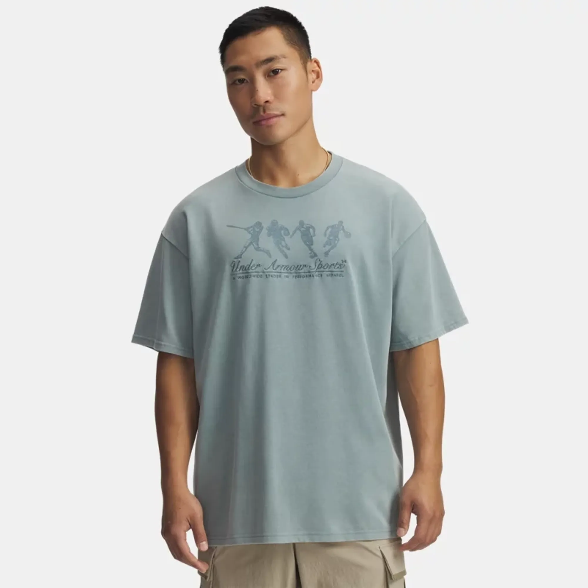 Under Armour  Athletes Heavyweight Men's Oversized Short Sleeve Serpentine / Jasper Blue L