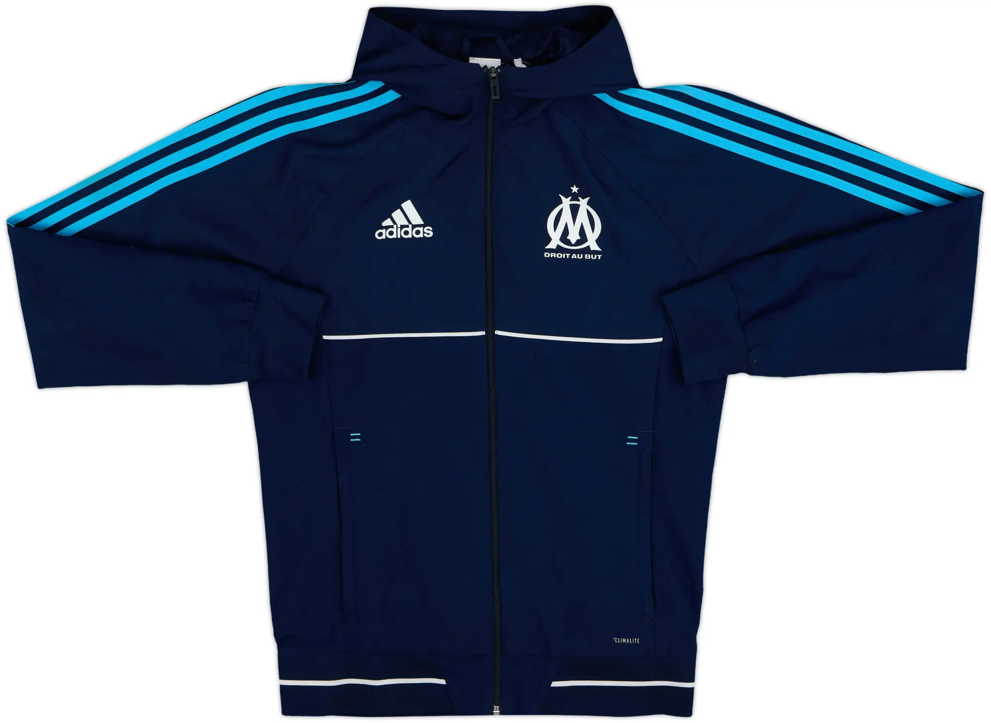 2017-18 Olympique Marseille adidas Hooded Track Jacket - 6/10 - (S)