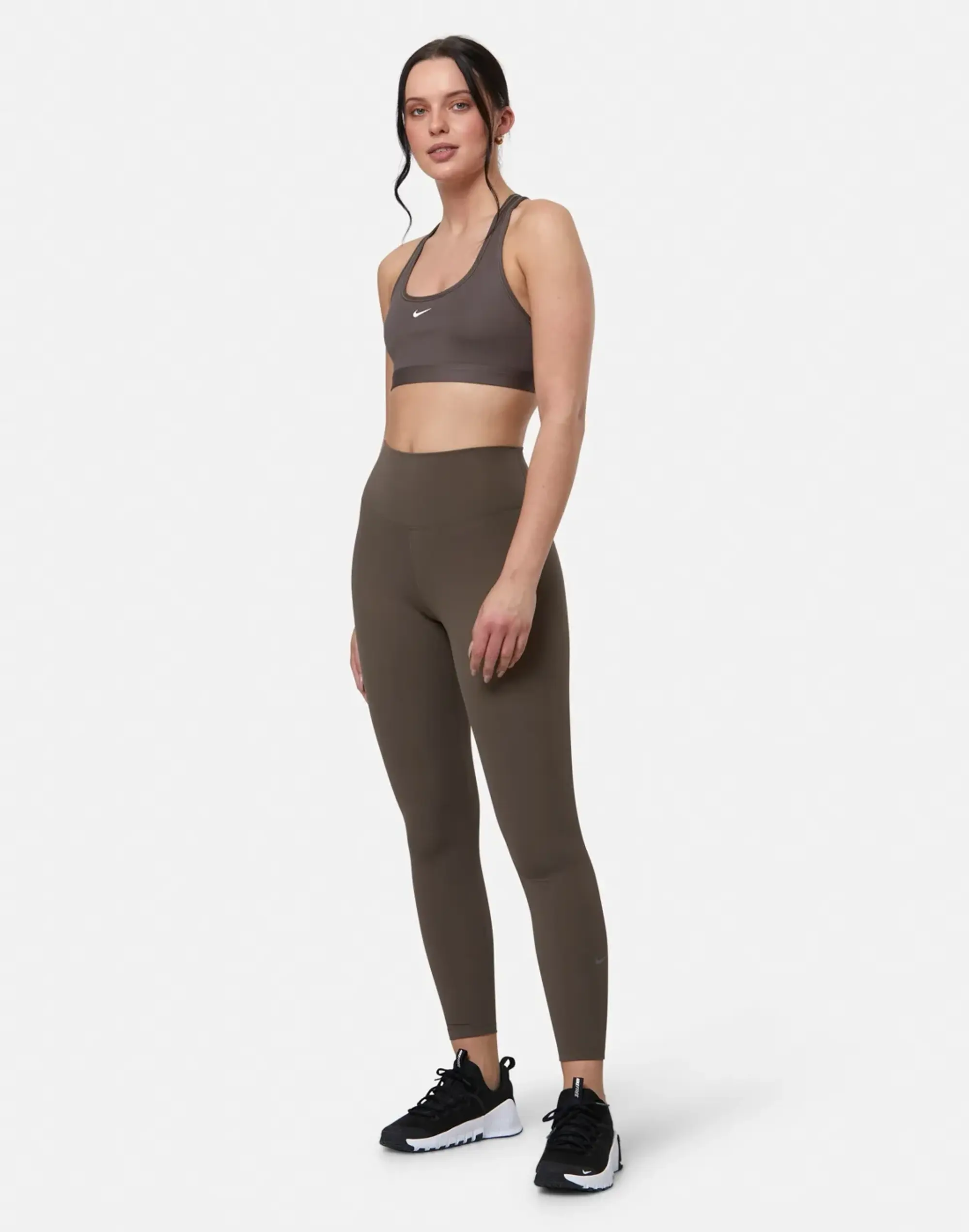 Women's Nike One 7/8 Leggings Wh in Brown/Black 