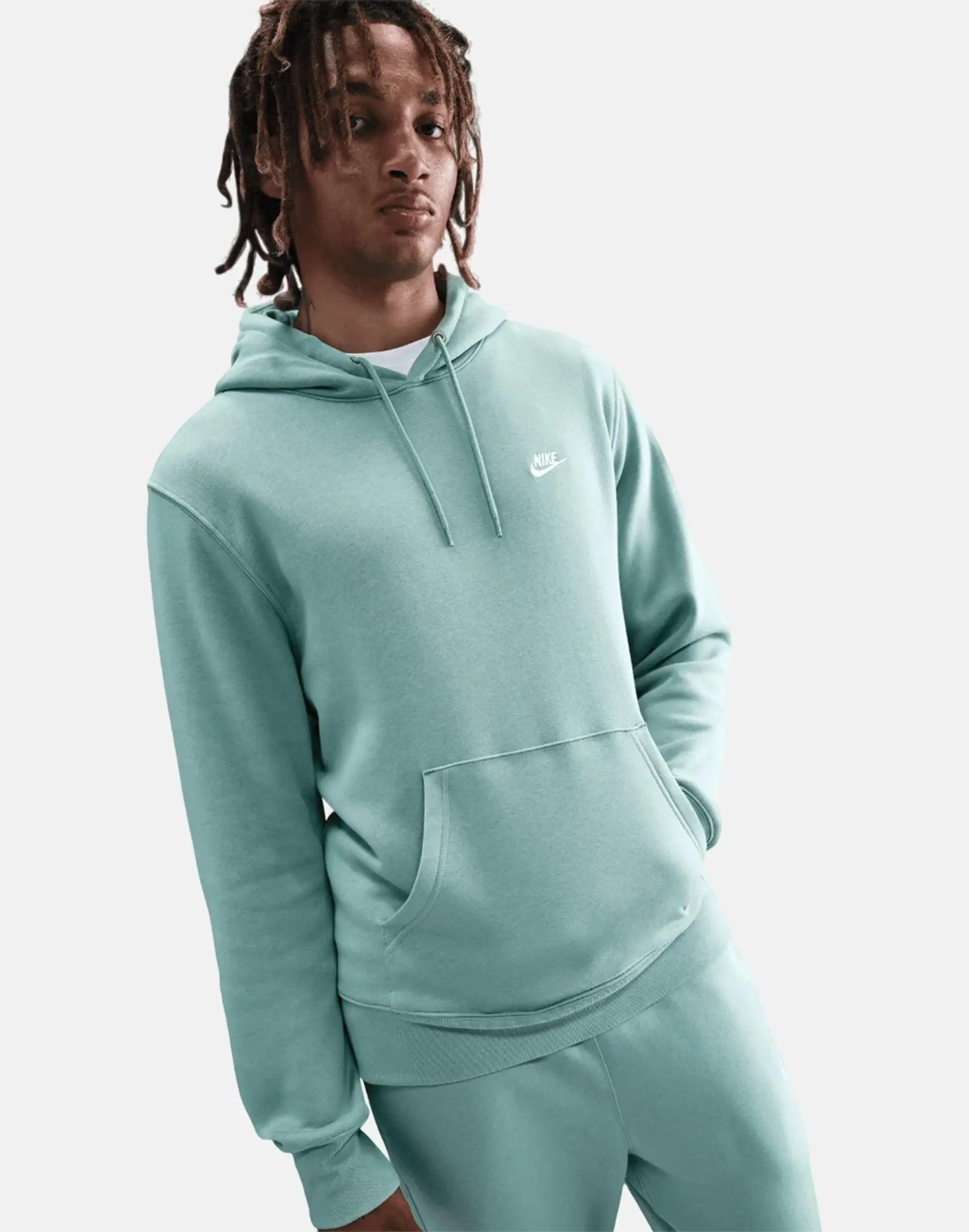 Men's Nike Club Po Hoodie in Green/White 