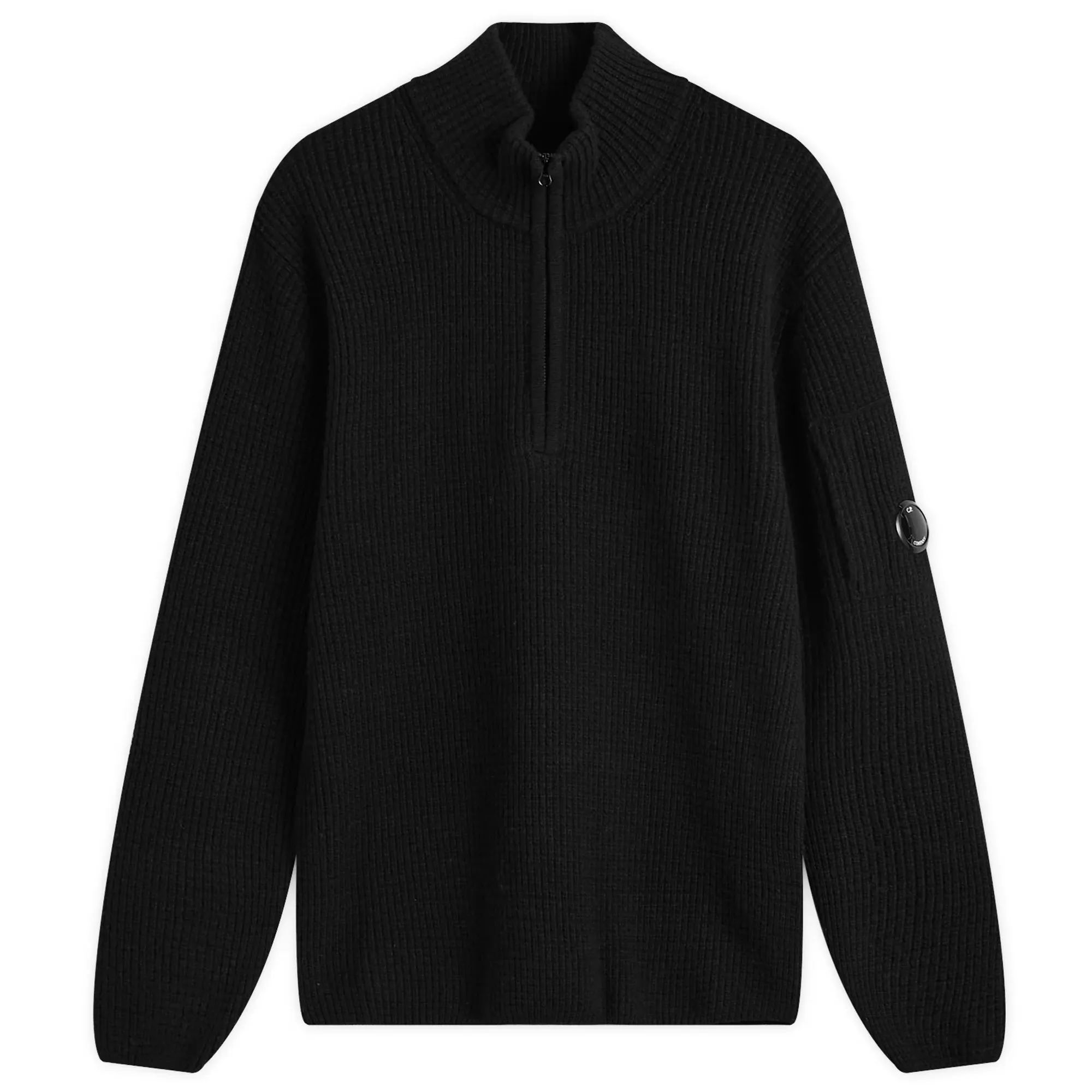 C.P. Company Men's Half Zip Lamswool Jumper Black