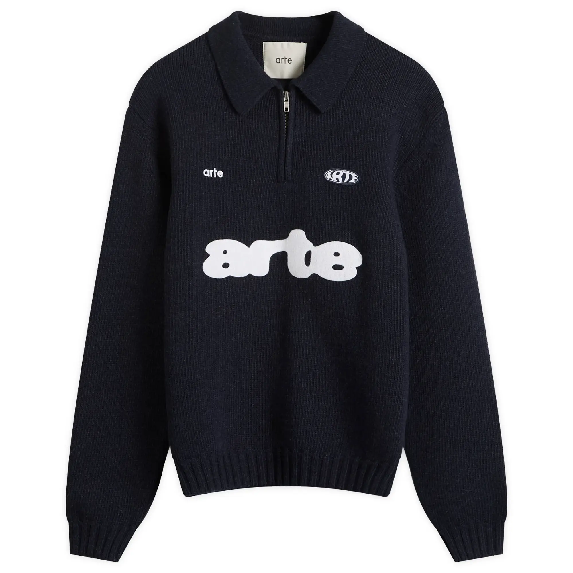 Arte Men's Football Knit Polo Jumper Navy