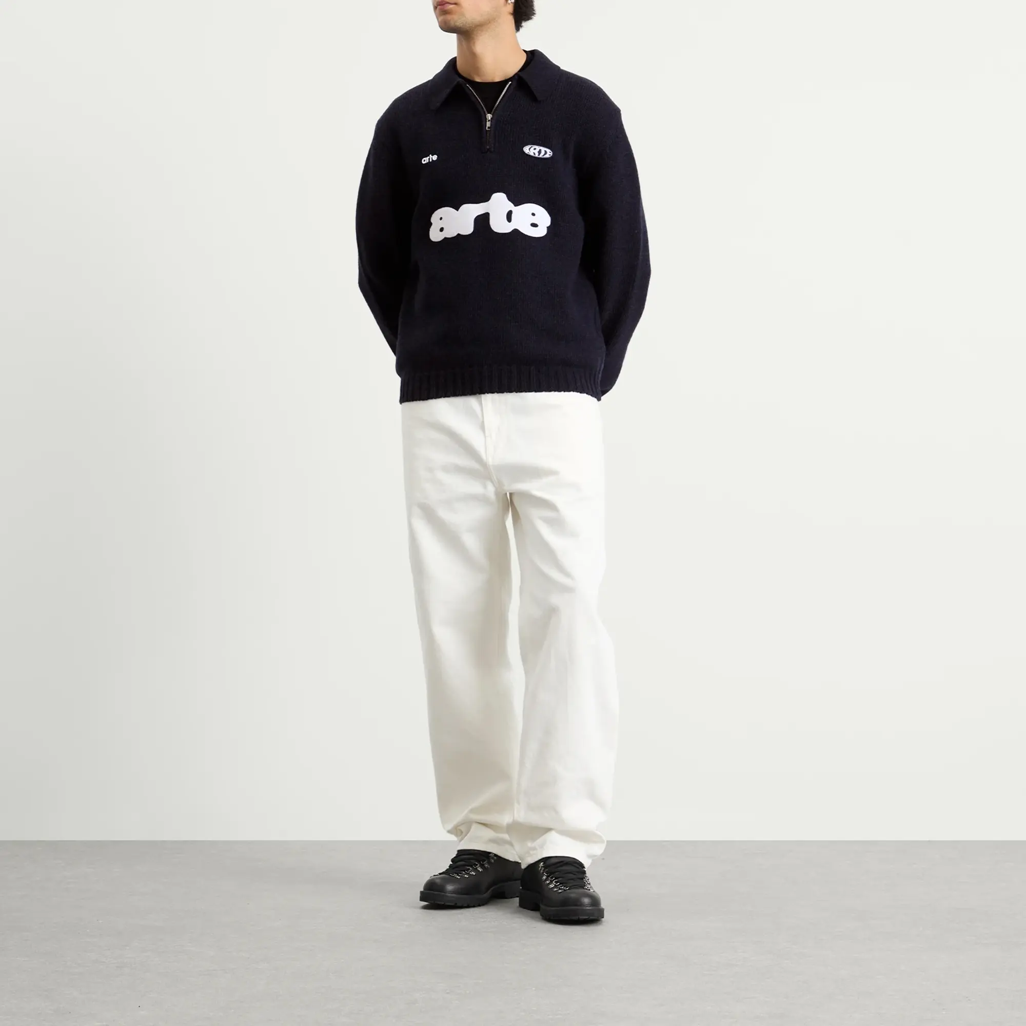 Arte Men's Football Knit Polo Jumper Navy