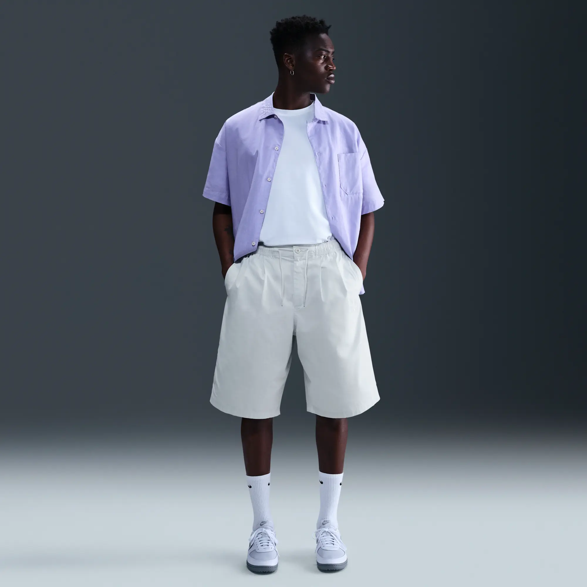 Nike Club Men's Oversized Shorts - Grey - Cotton