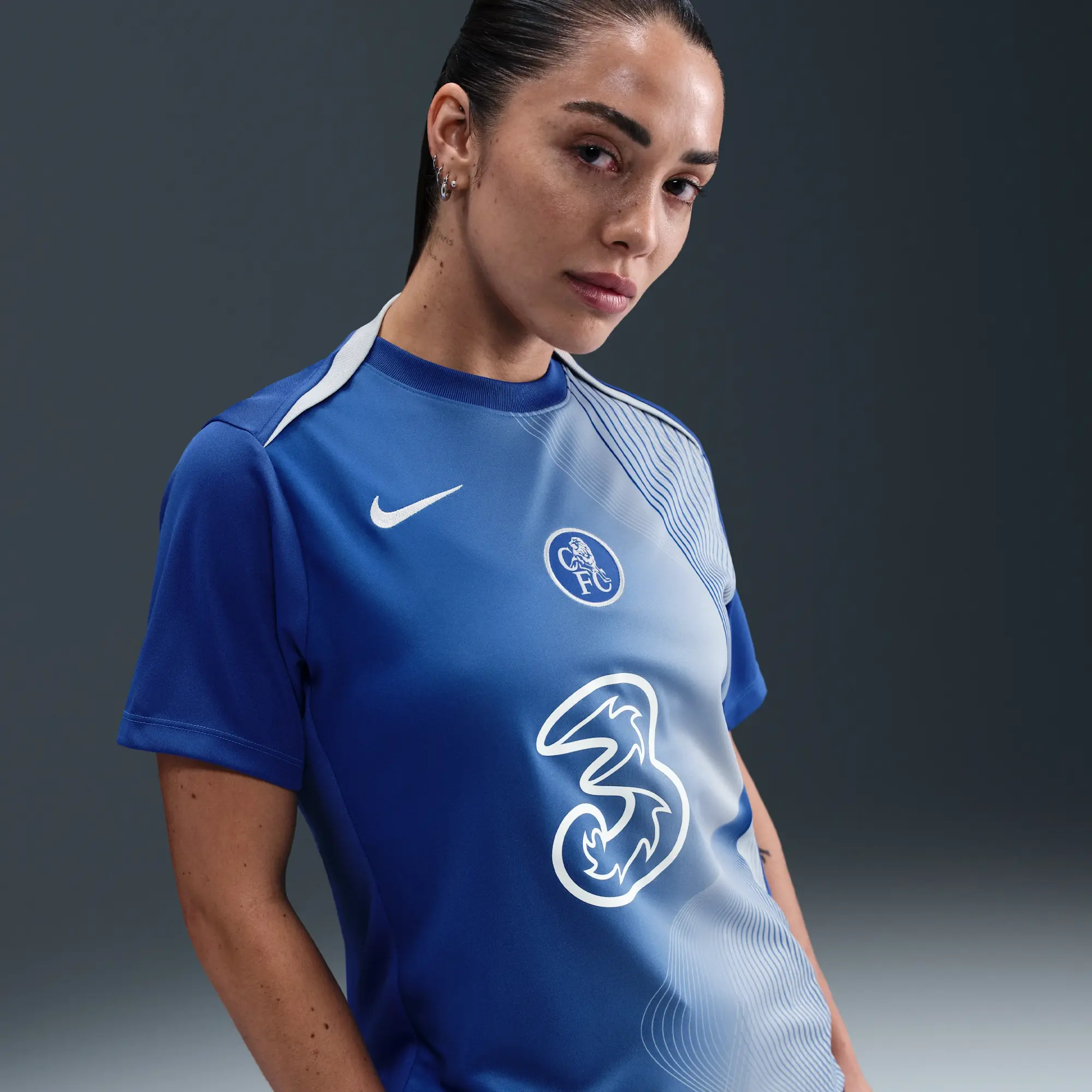 Chelsea F.C. Academy Pro Third Women's Nike Dri-FIT Total 90 Football Pre-Match Top - Blue - Polyester