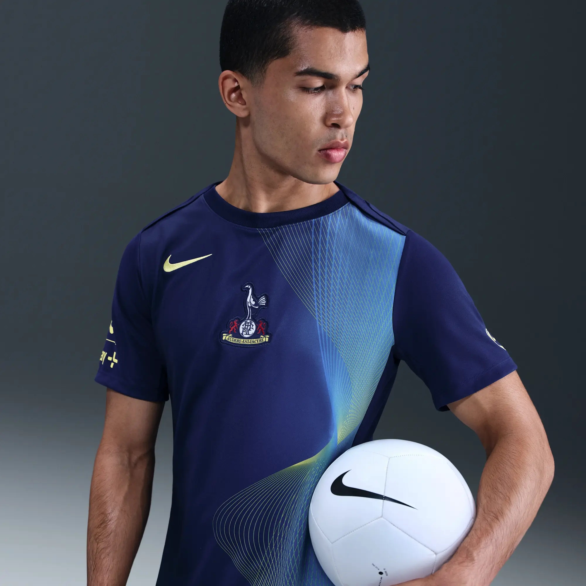 Tottenham Hotspur Academy Pro Third Men's Nike Dri-FIT Total 90 Football Pre-Match Top - Blue - Polyester
