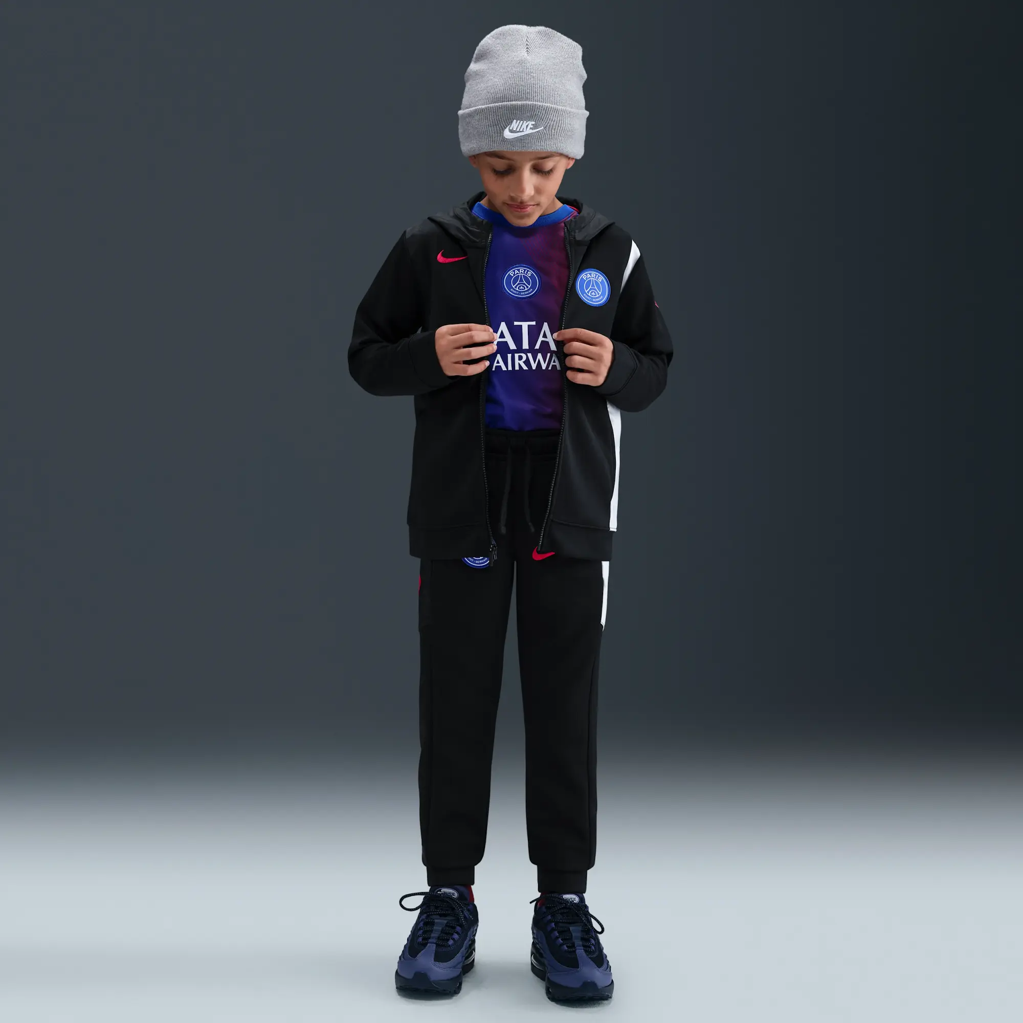 Paris Saint-Germain Third Older Kids' Nike Total 90 Football Woven Tracksuit - Black - Polyester