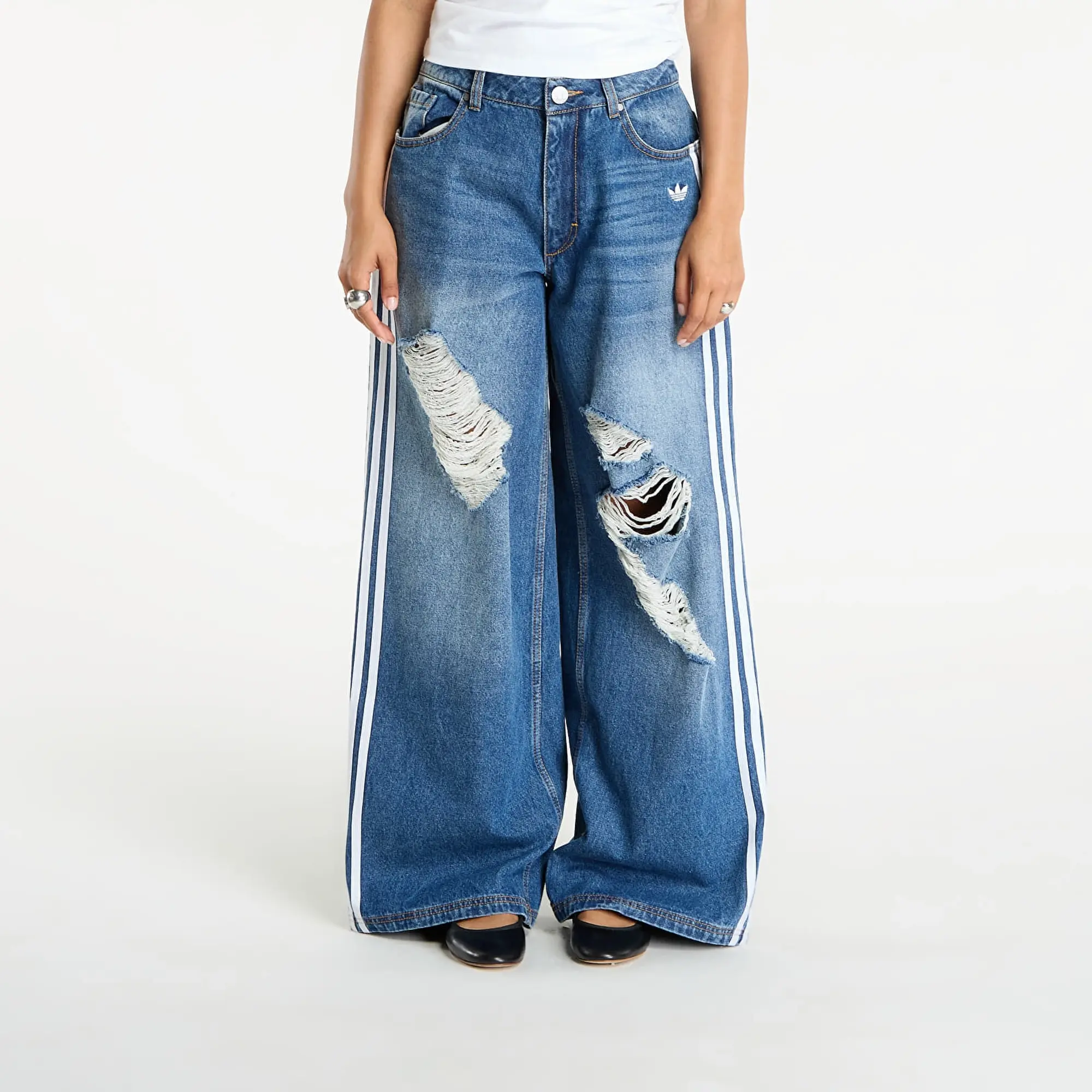 Pants Adidas Originals Loose Denim Destressed Pants Medium Blue Denim 31/32