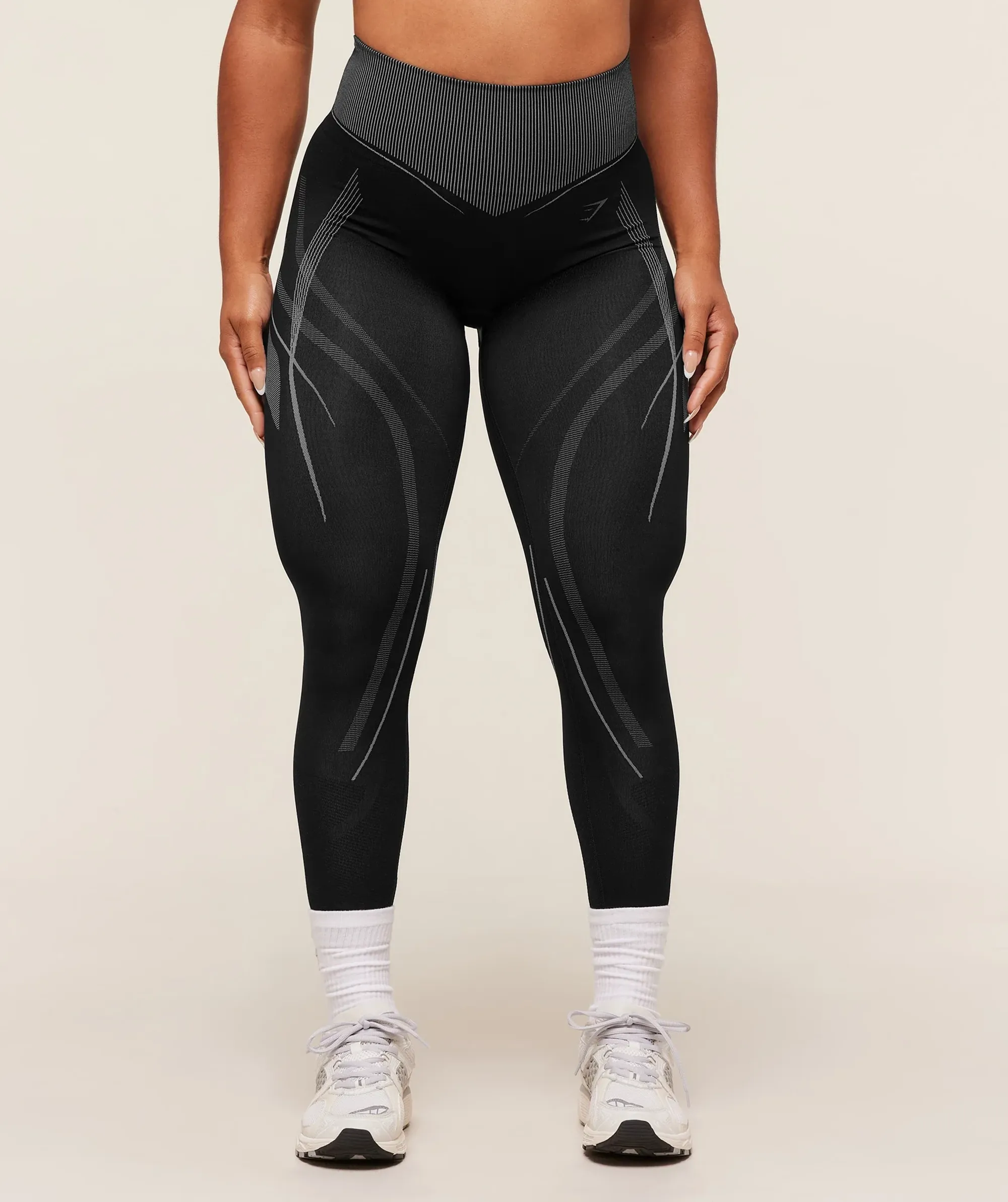  x Analis Seamless Leggings - Black/Silver Grey