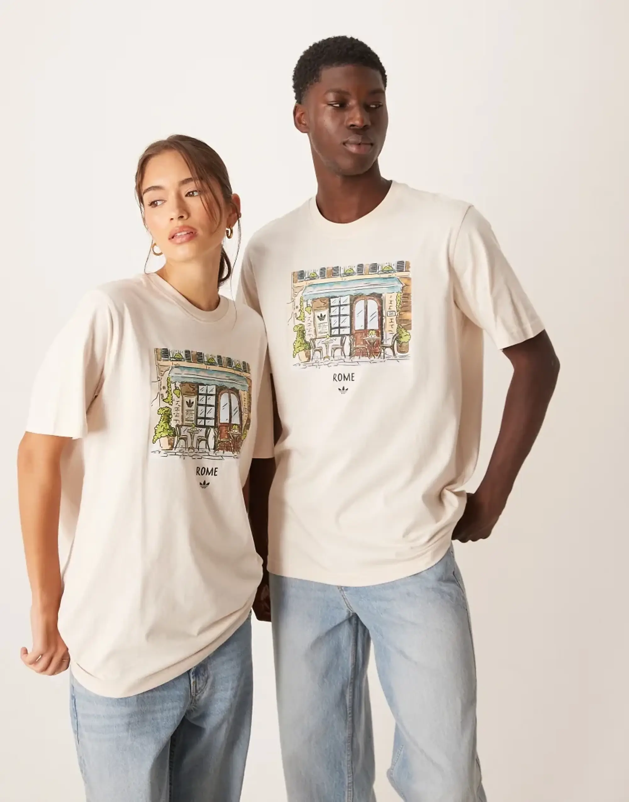 Adidas Originals Rome Illustration Graphic T-Shirt In White