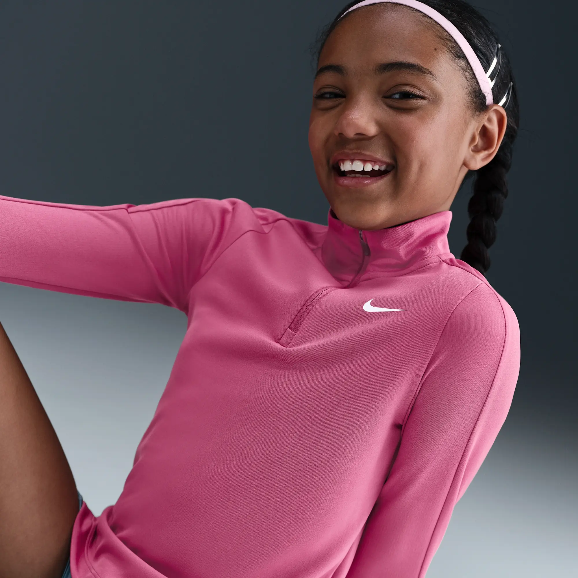 Nike Girls' Dri-FIT Long-Sleeve 1/4-Zip Top - Purple - Polyester