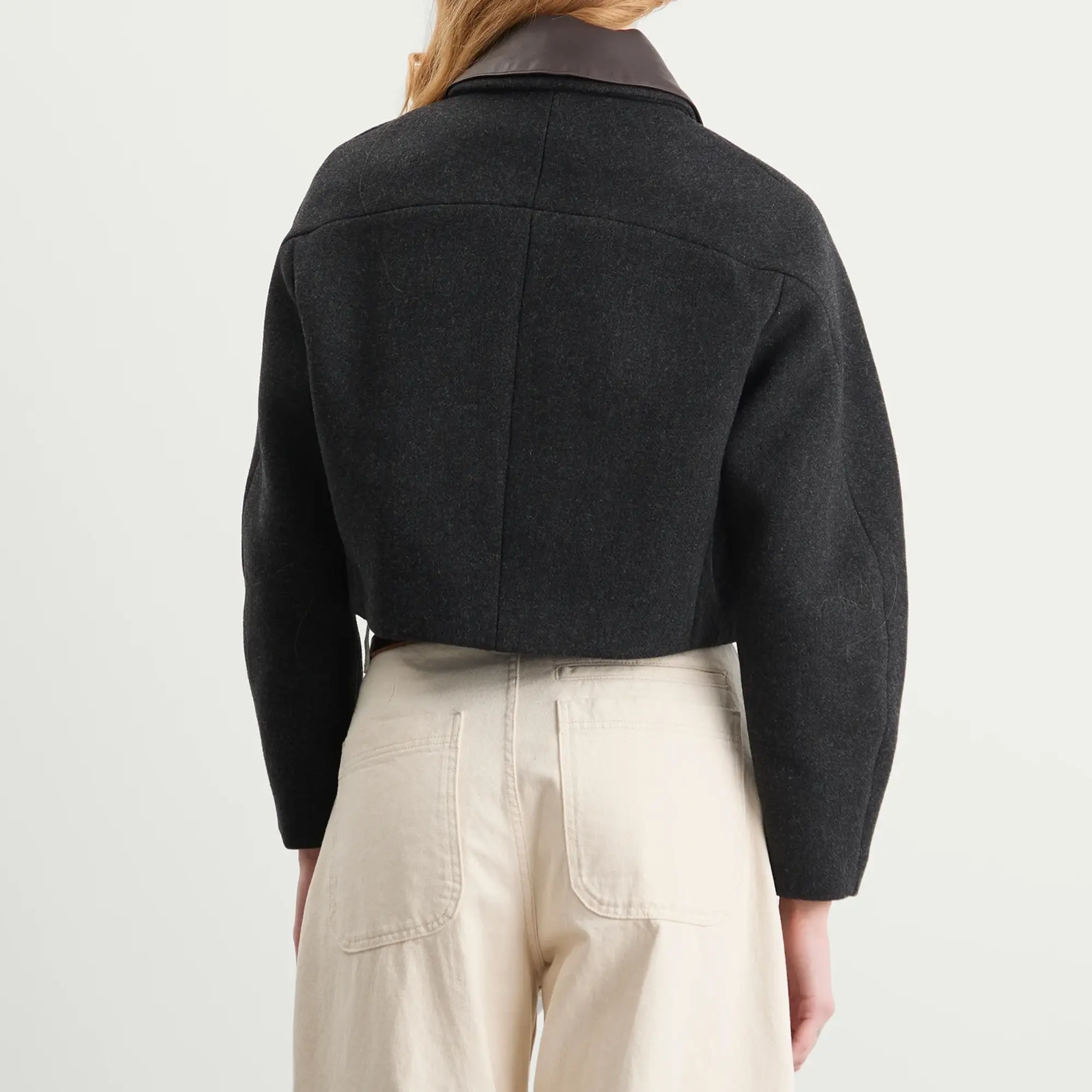 Auralee Women's Shetland Wool Double Cloth Jacket Dark Charcoal