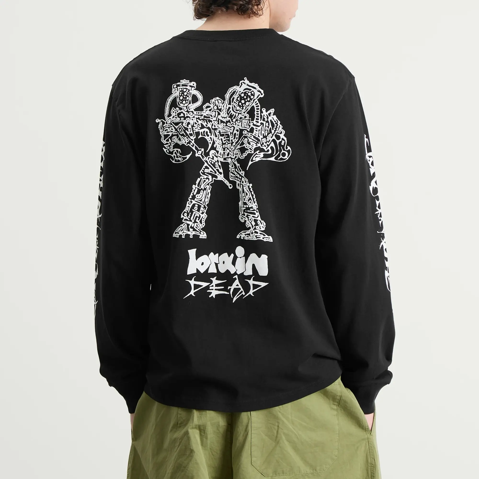 Brain Dead Men's Skull Mech Long Sleeve T-Shirt Black