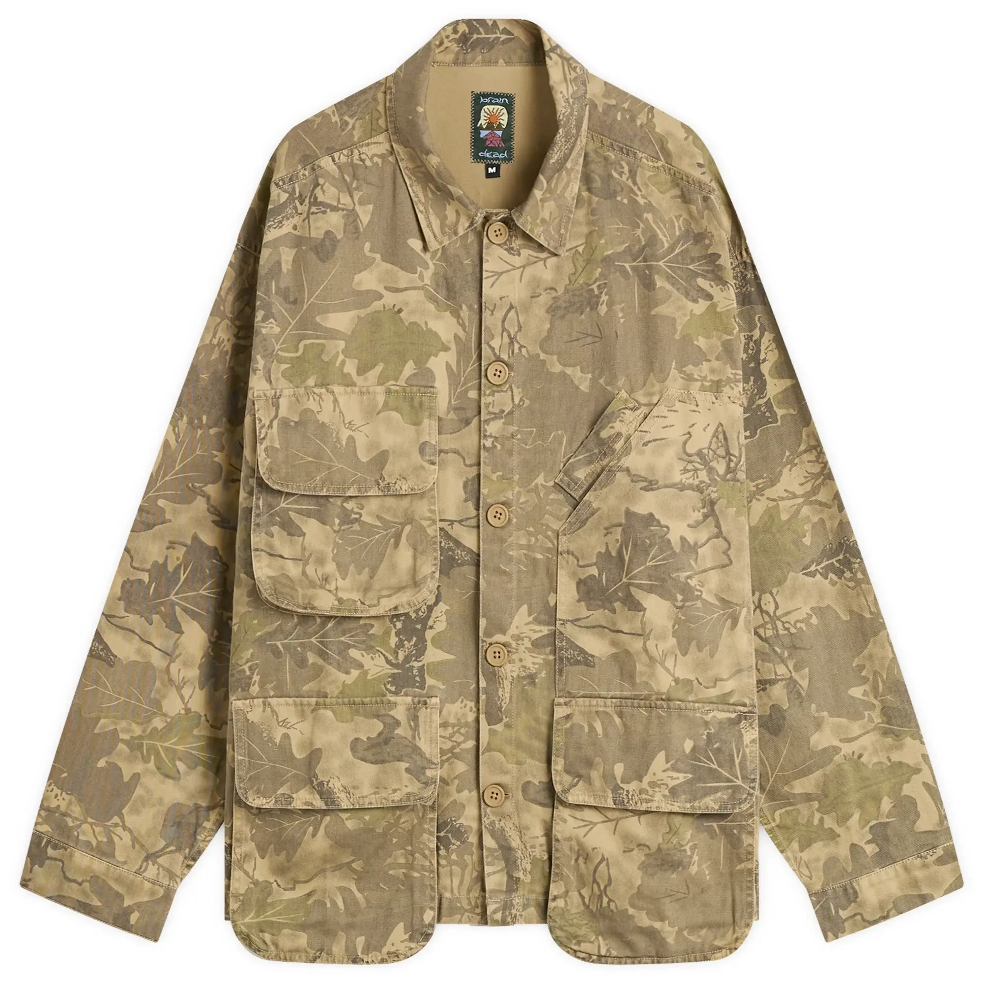 Brain Dead Men's Twill Military Shirt Jacket Leaf Camo